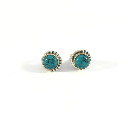 Ganesha Handicrafts, Blue Turquoise Unisex Stud Earring | 925 Sterling Silver, Womens-Blue Turquoise Unisex Stud Earring, Fashion 925 Sterling Silver, Blue Stud Earring, Traditional Stud Earring.