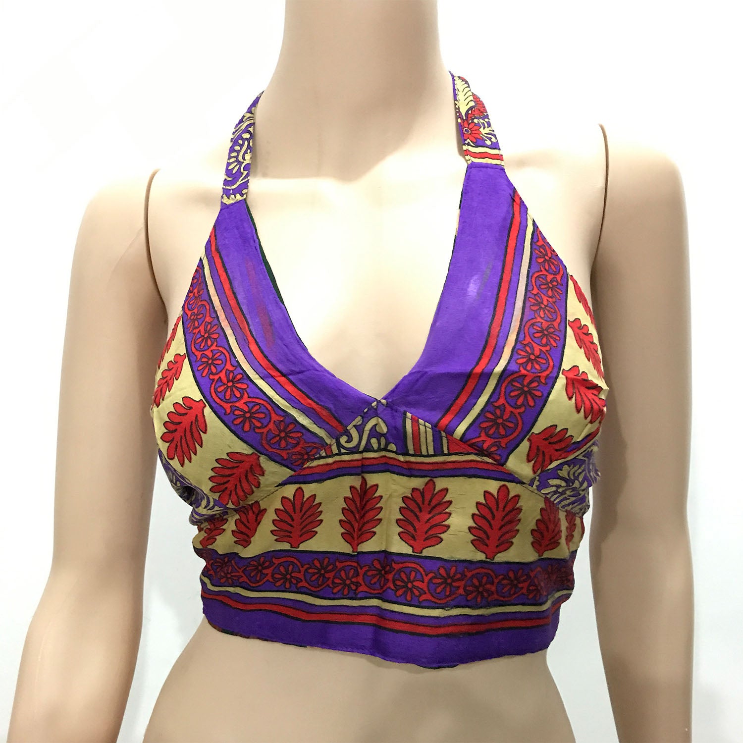 Ganesha Handicrafts Choli Indian Crop Top  Halter Neck Back Less (Reversible), Crop Top, Choli Indian Crop top, Halter Neck, Reversible, Back less, halter Neck back less
