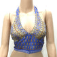 Ganesha Handicrafts Choli Indian Crop Top Halter Neck Back Less (Reversible), Crop Top, Choli Indian Crop top, Halter Neck, Reversible, Back less, halter Neck back less, Blue Crop Top