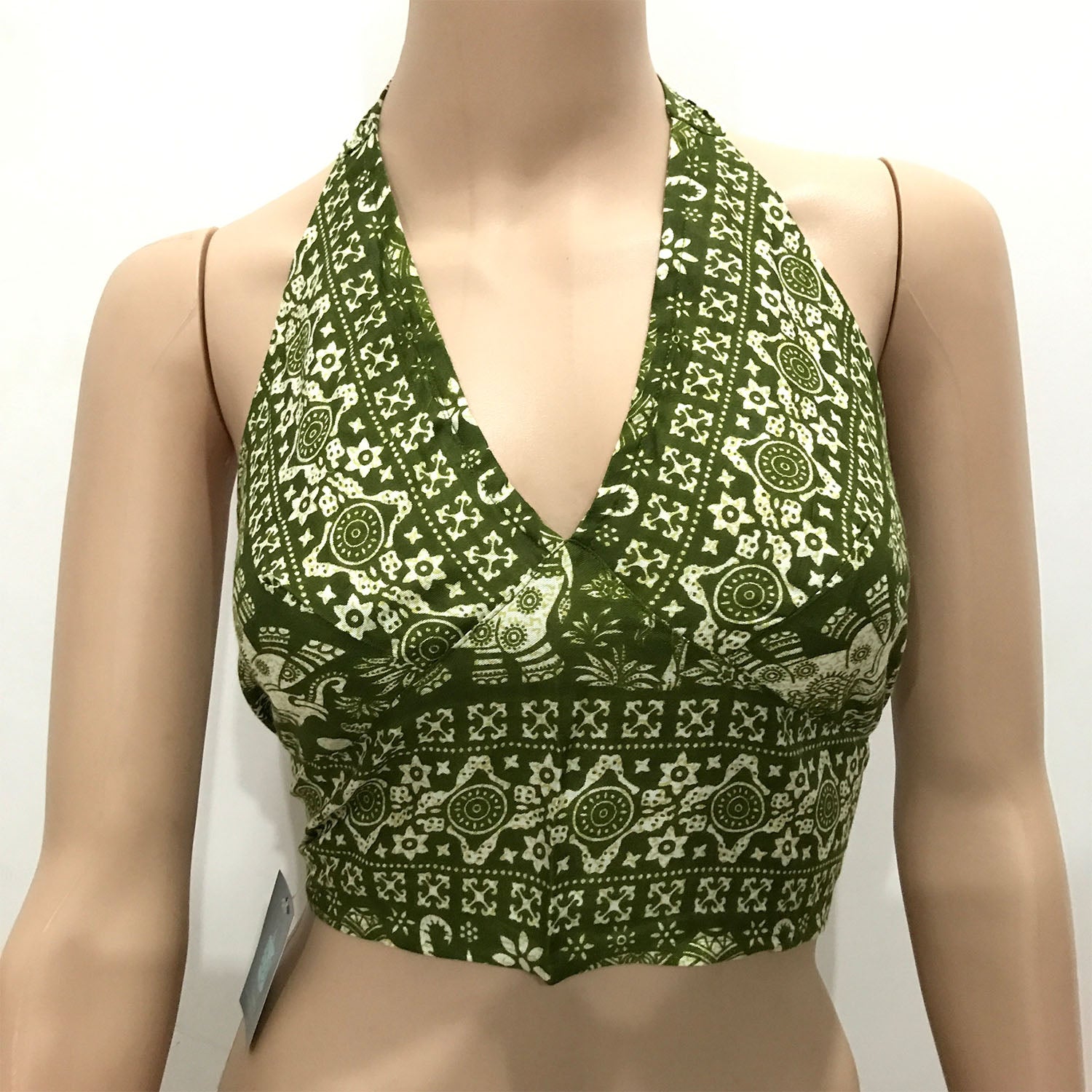 Ganesha handicrfats Choli Indian Top Crop Dress Back Less Halter Neck, Halter Neck, Dress Back Less, Top Crop Dress, Choli Indian Top, Indian Crop Top, back less Halter Neck, Green Crop Top
