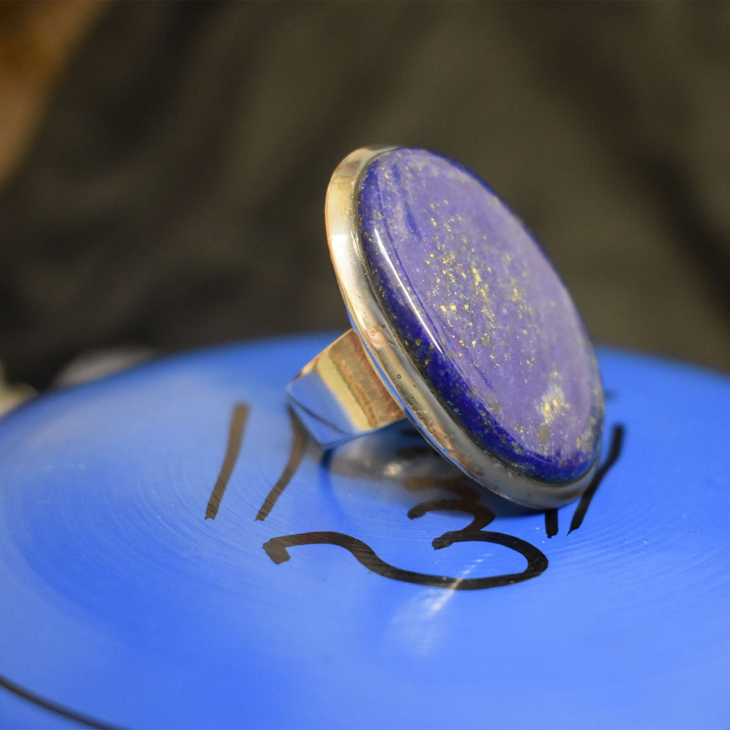 Ganesha Handicrafts Chunky Plain Lapis Ring, Ring, Lapis Ring, Chunky Ring, Plain Ring, Plain Lapis Ring, Chunky Ring