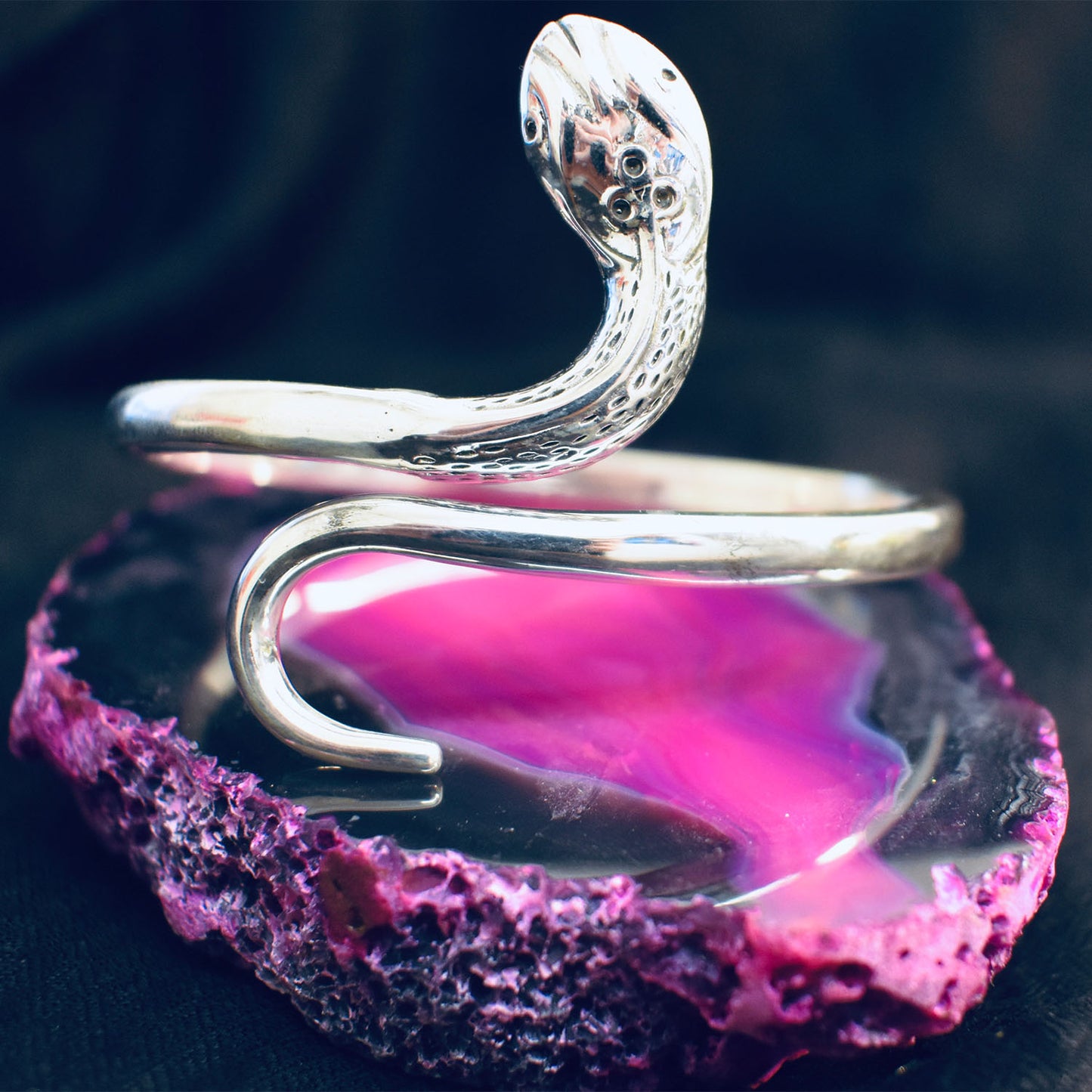 Ganesha Handicrafts Chunky Snake Bangle (925), Bangle, Snake Bangle, Chunky Bangle, Silver Bangle, Pink Bangle