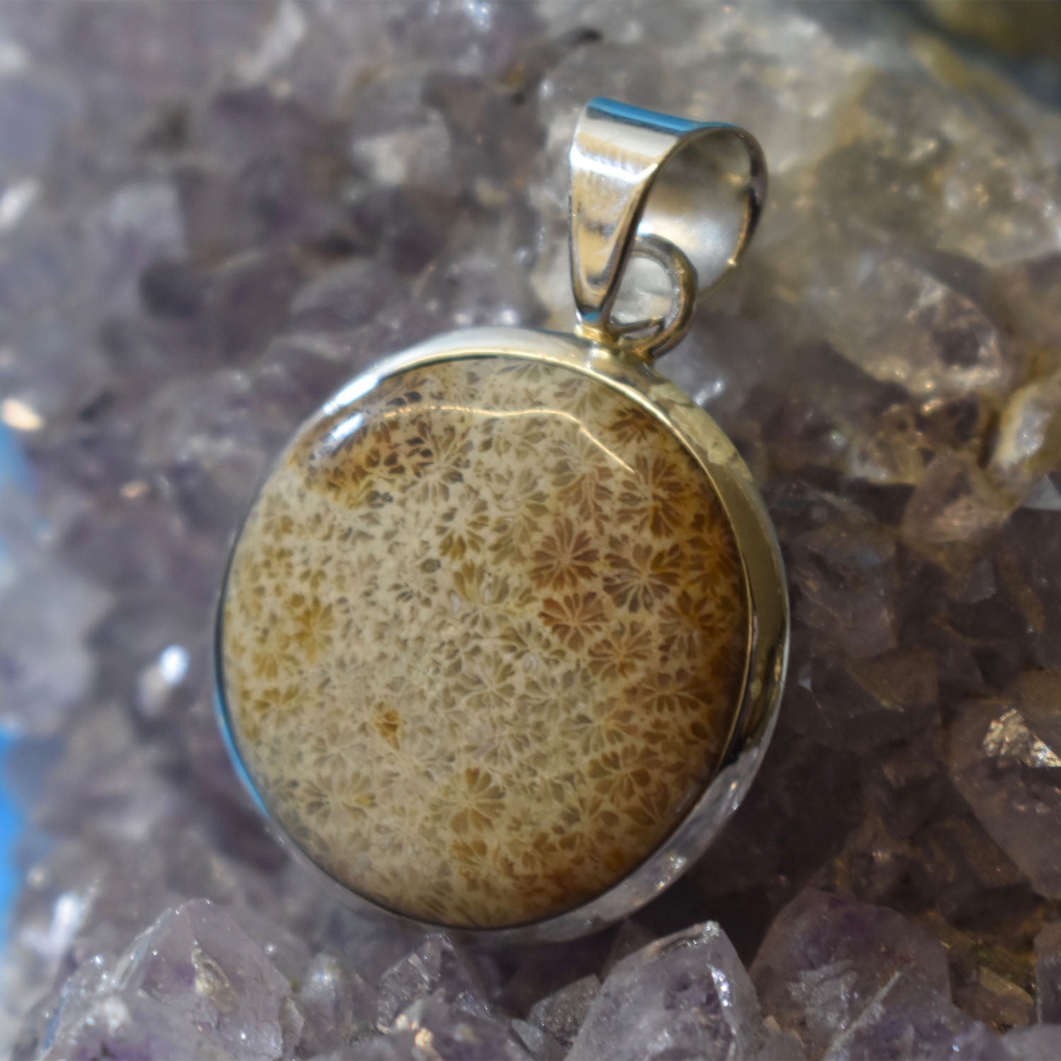 Ganesha Handicrafts Circle Shell Jasper pendant, Pendant, Jasper Pendant, Shell Pendant, Cicle Pendant, Shell Pendant, Design Pendant, Dollar