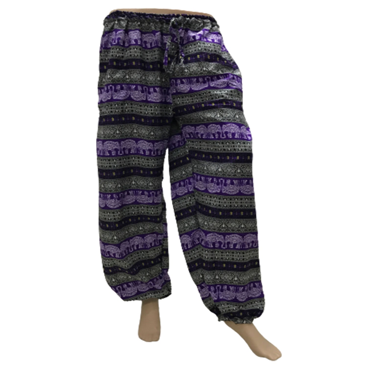 Ganesha Handicrafts, Comfy Cuffed Elephant Print Trousers, Elephant Print Trousers, Comfy Cuffed Trousers, Trending Trousers, Blue Trousers.