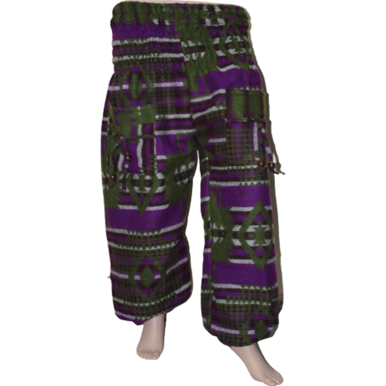 Ganesha Handicrafts, Cuffed Woolen Printed Casual Trousers, Cuffed Woolen  Casual Trousers, Cuffed Casual Trousers, Women's Printed Casual Trousers. Beige Cuffed woolen Printed Casual Trousers.