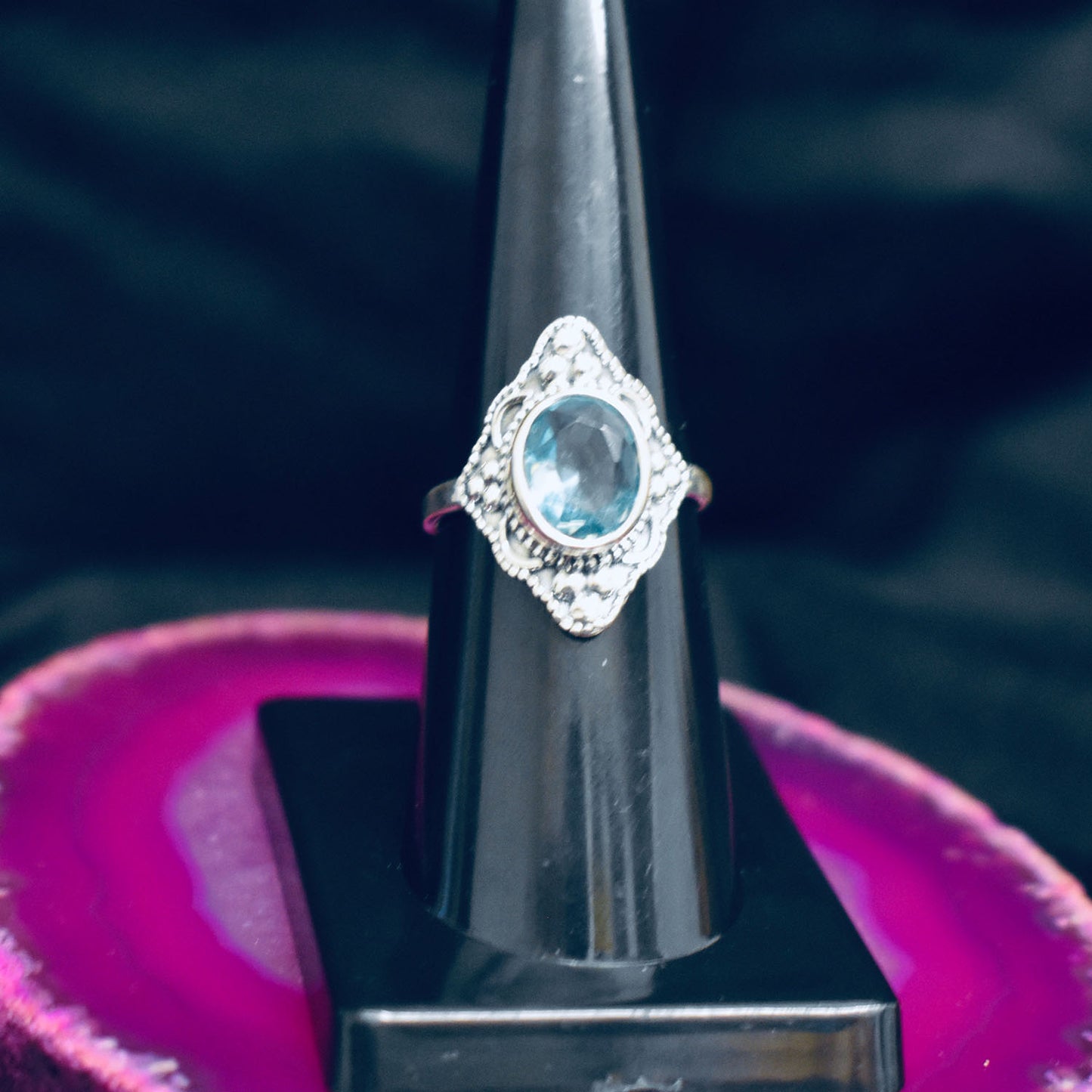 Ganesha Handicrafts, Detailed Blue Topaz Ring, Topaz Ring,  Women's Trending Ring, New Womens  Stylish Ring, New Modern Ring,  Womens Fashion Ring. 