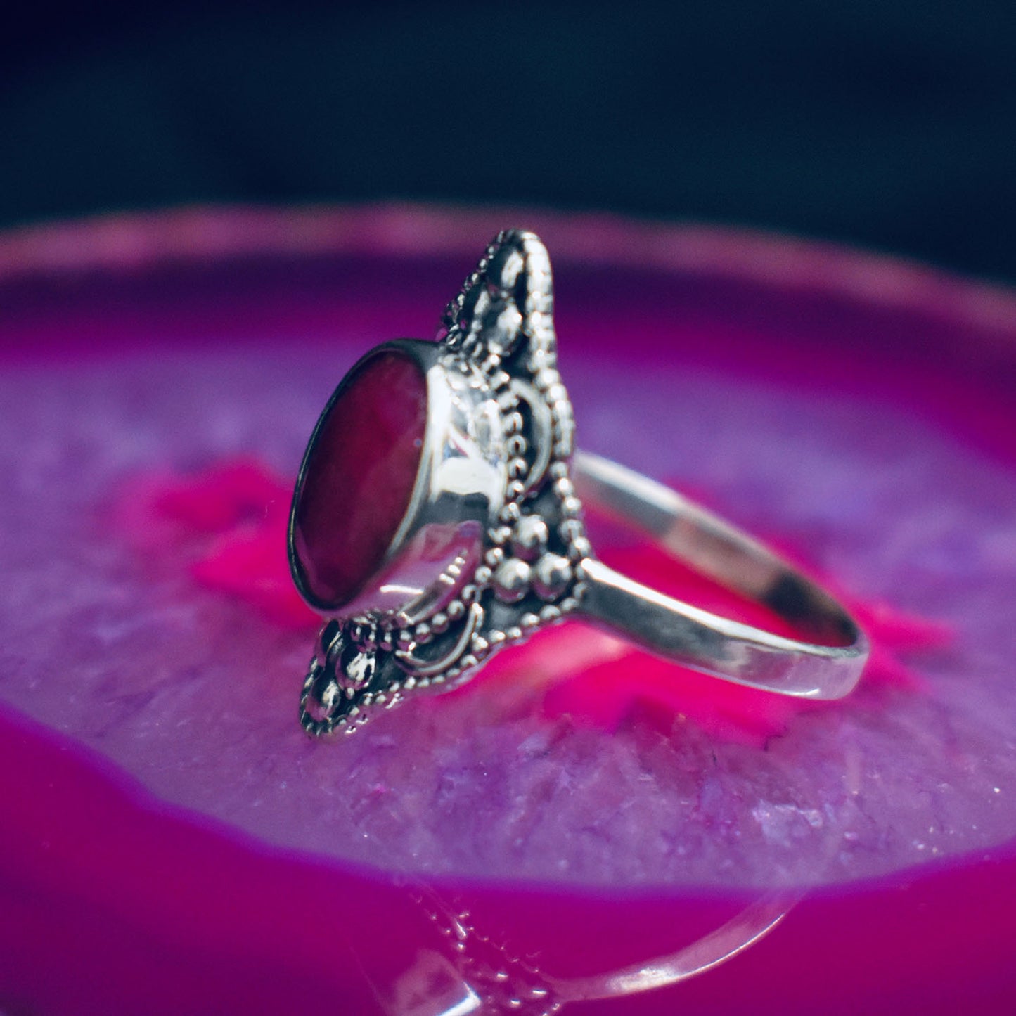 Ganesha Handicrafts, Detailed Ruby Ring, Ruby Ring, Womens Trending Ring, New Women Model Ring, Womens New Modern Ring, Rose Color Ring. 