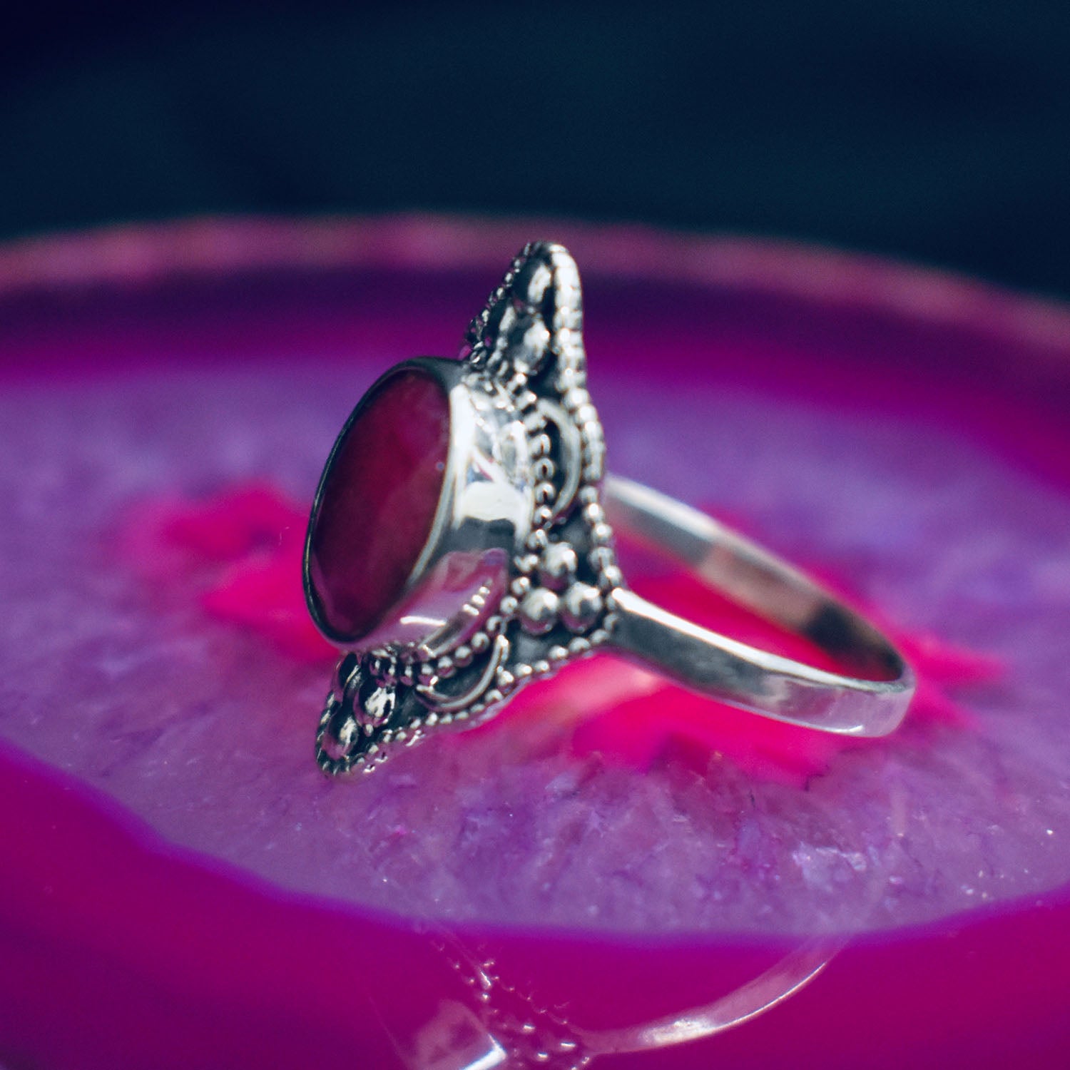 Ganesha Handicrafts, Detailed Ruby Ring, Ruby Ring, Womens Trending Ring, New Women Model Ring, Womens New Modern Ring, Rose Color Ring. 