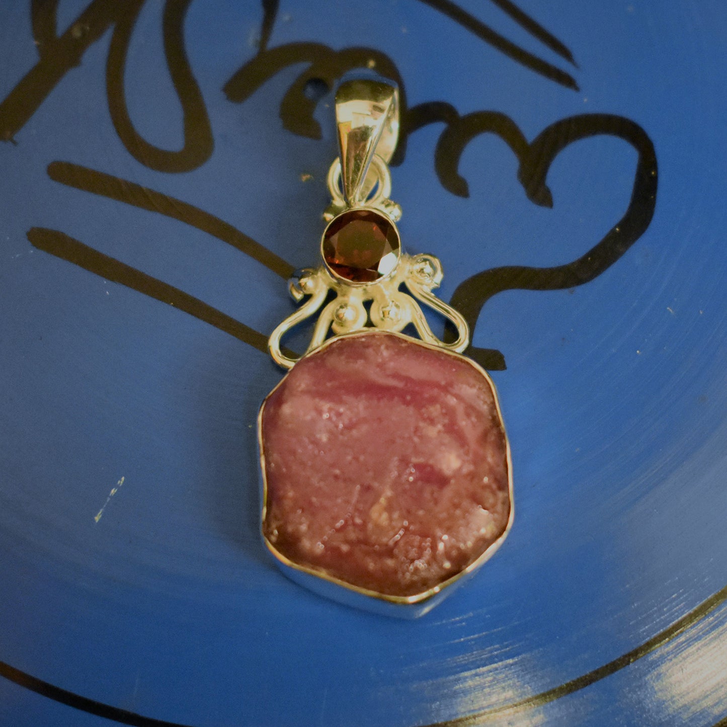 Ganesha Handicrafts, Dual Ruby Garnet Pendant, Ruby Garnet Pendant, Dual Ruby Pendant, Women's Trending Pendant, New Model Women's Pendant, Women's Fashion Pendant. 