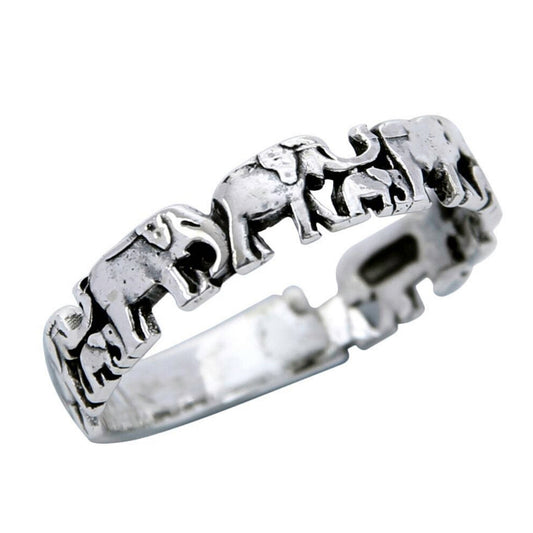 Ganesha Handicrafts, Elephant Band - Sterling Silver Ring, Elephant Band Ring, Band, Sterling Band, Silver Ring, Bisexual Band, Bisexual Ring, Stylish Band.  