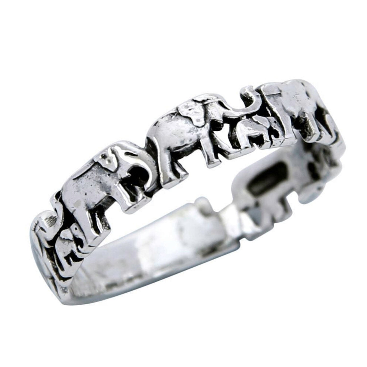 Ganesha Handicrafts, Elephant Band - Sterling Silver Ring, Elephant Band Ring, Band, Sterling Band, Silver Ring, Bisexual Band, Bisexual Ring, Stylish Band.  