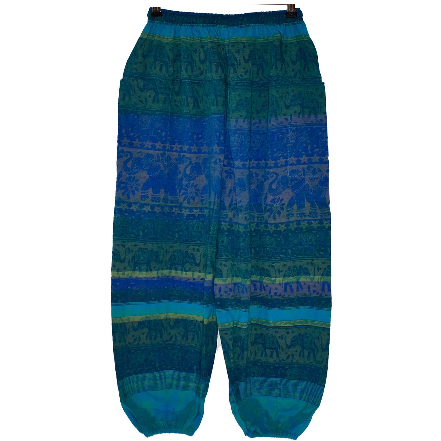 Ganesha Handicrafts, Elephant Straight Cuffed Harem, Elephant Cuffed Harem, Women's Trending Cuffed Harem, Blue colour Cuffed harem.