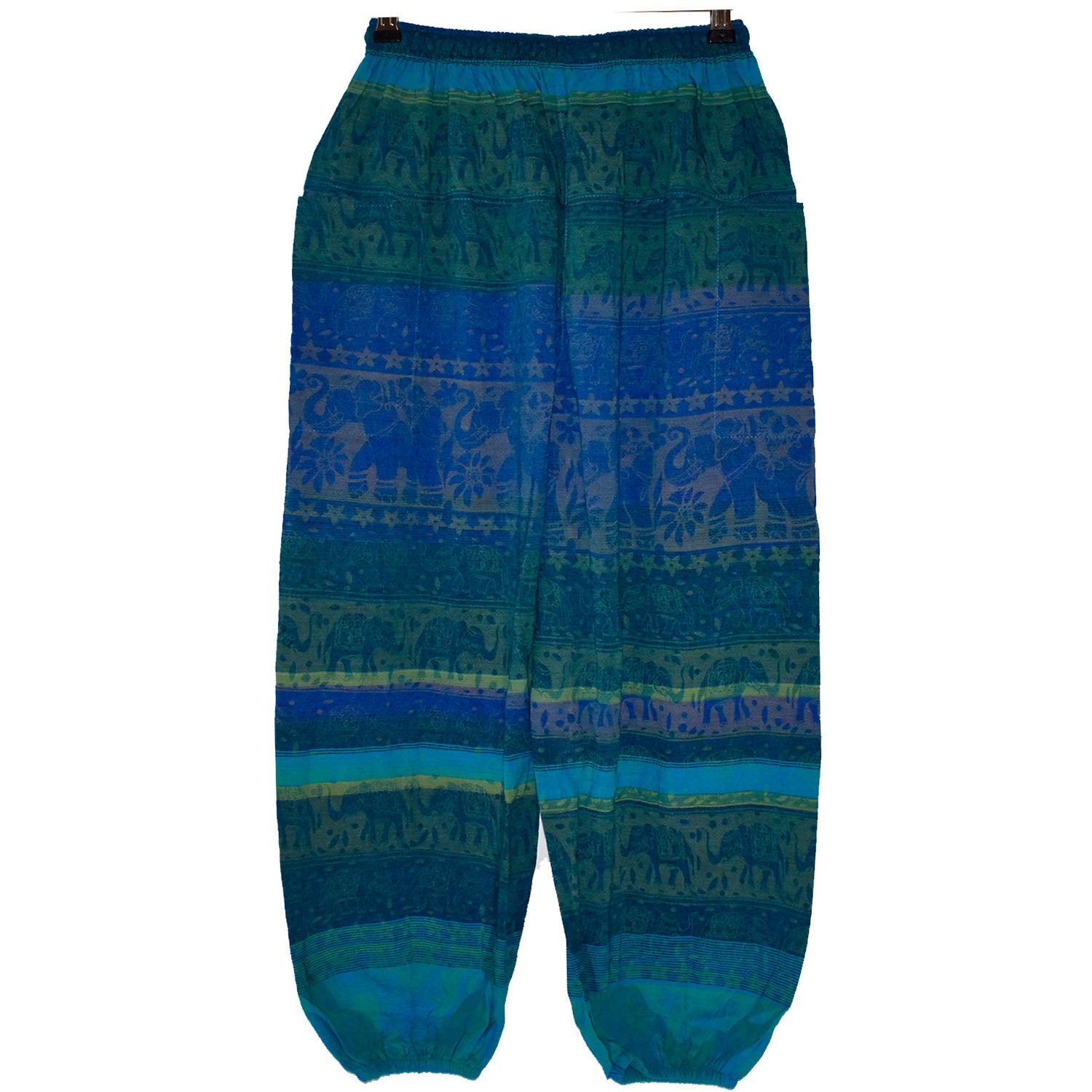 Ganesha Handicrafts, Elephant Straight Cuffed Harem, Elephant Cuffed Harem, Women's Trending Cuffed Harem, Blue colour Cuffed harem.