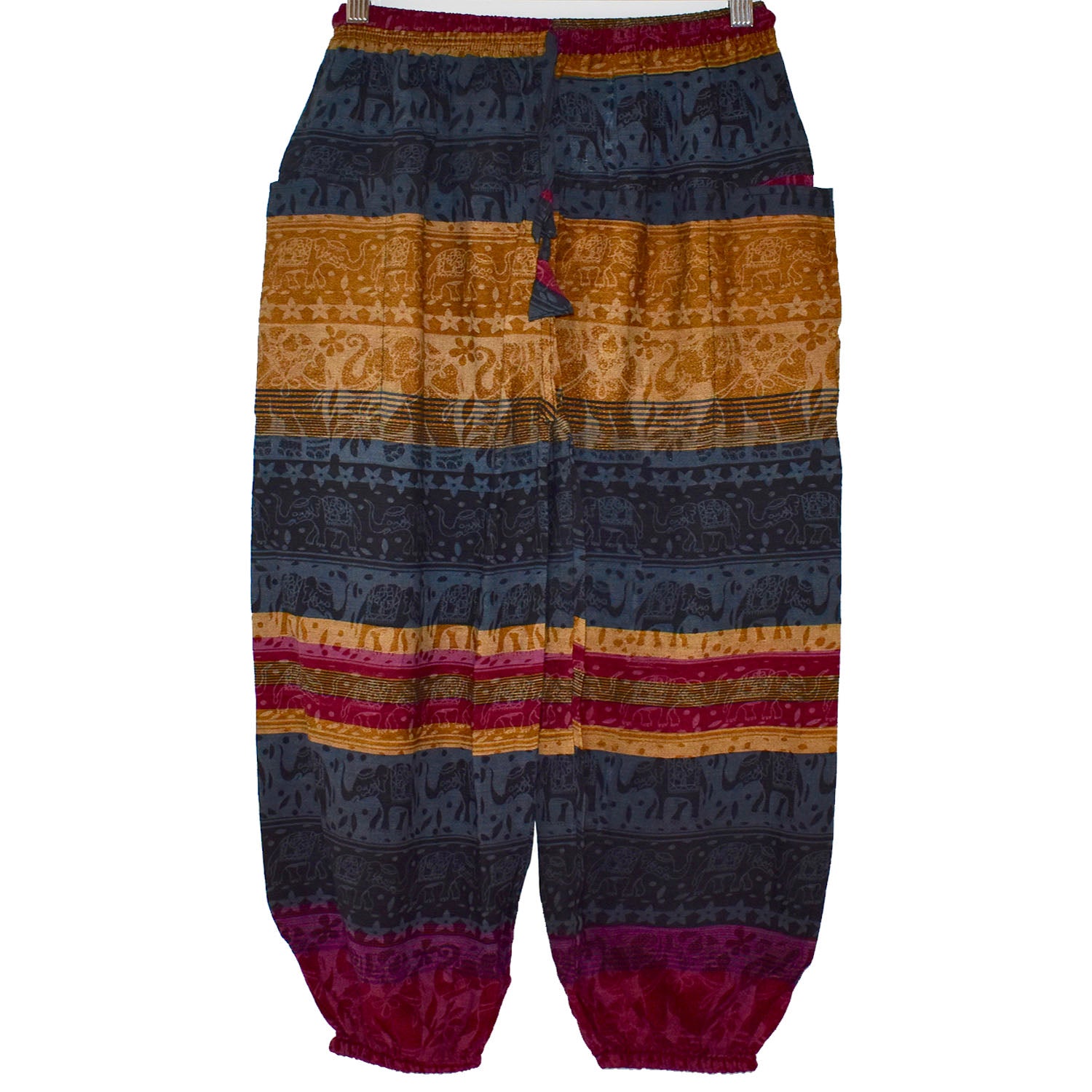 Ganesha Handicrafts, Elephant Straight Cuffed Harem, Elephant Cuffed Harem, Women's Trending Cuffed Harem, Yellow colour Cuffed harem.