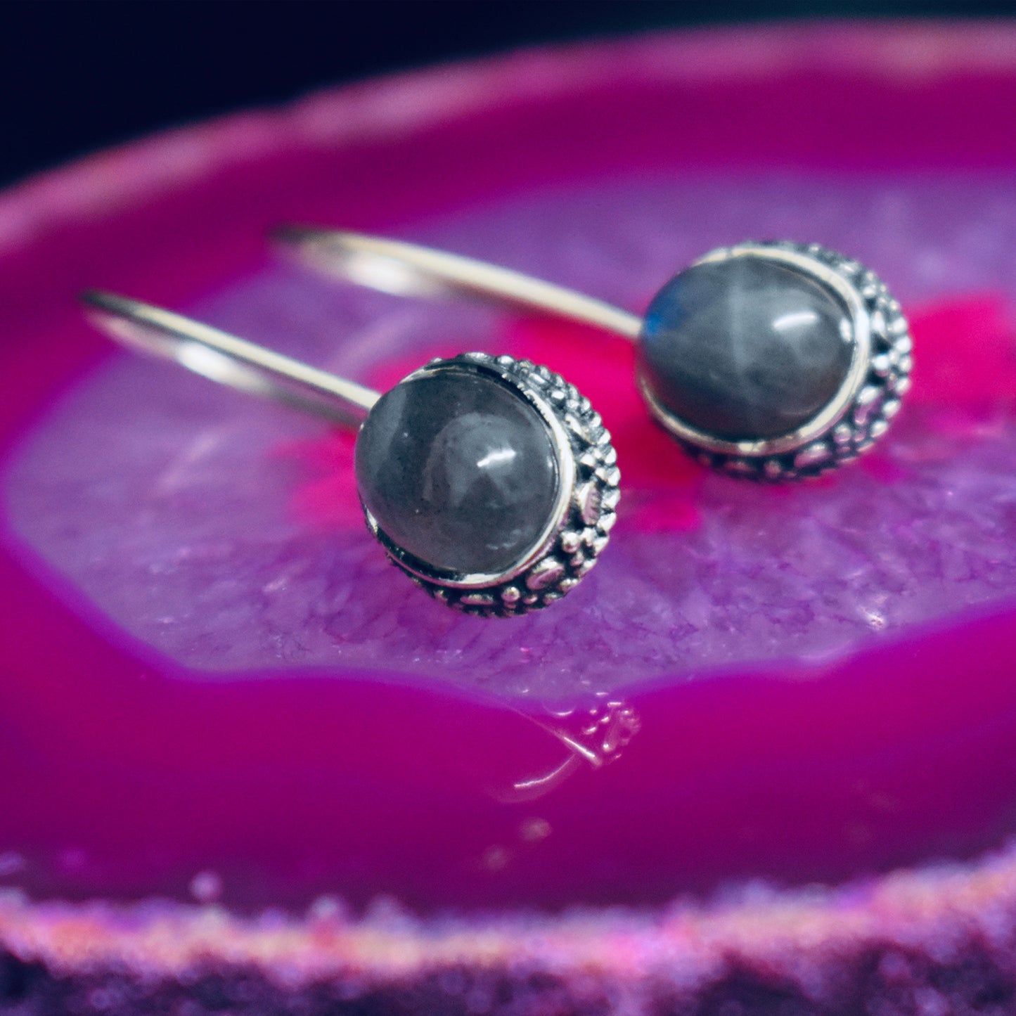 Ganesha Handicrafts, Fixed Latch Labradorite Earrings, Labradorite Earrings, Womens trending Earrings, New Model Earrings, New Modern Women's Earrings, Women's Stylish Ring. 