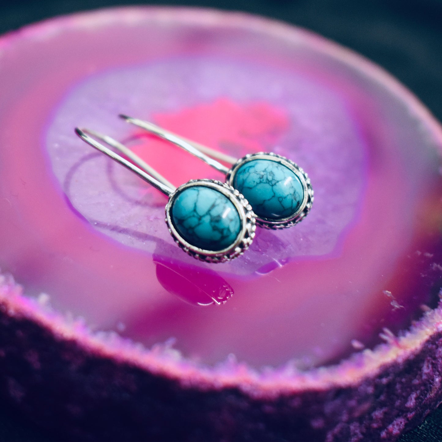 Ganesha Handicrafts, Fixed Latch Turquoise Earrings, Turquoise Earrings, Womens trending Earrings, New Model Womens Earrings, Women's Stylish Earrings.  