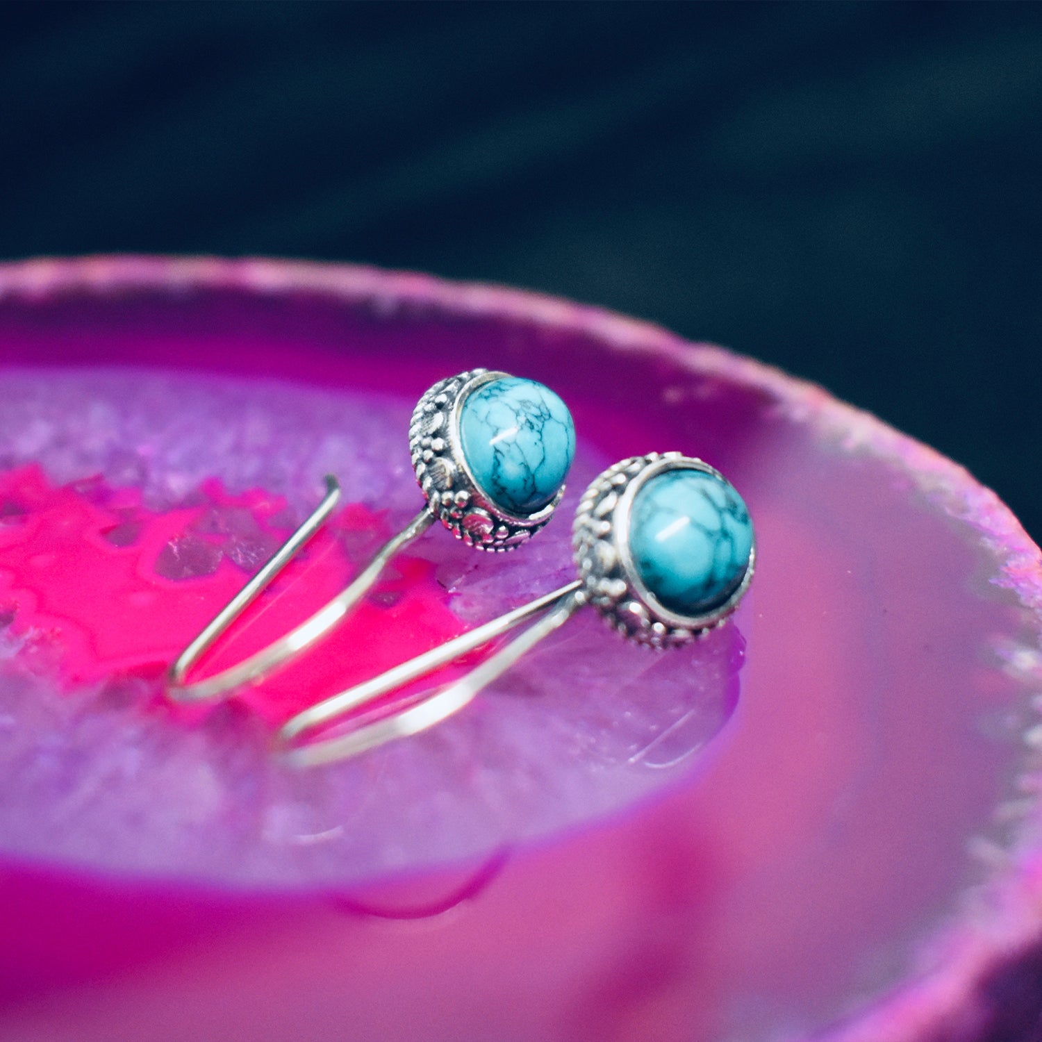 Ganesha Handicrafts, Fixed Latch Turquoise Earrings, Turquoise Earrings, Womens trending Earrings, New Model Womens Earrings, Women's Stylish Earrings.  