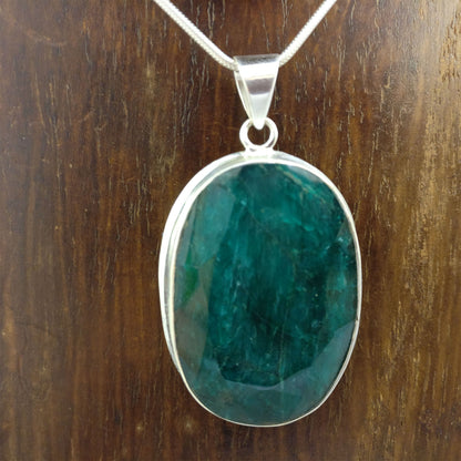 Ganesha Handicrafts-45 Carat Indian Emerald, ganesha handicrafts ,925 Sterling Silver Pendant, Womens Fashion Emerald, hippie-925 Sterling Silver Pendant, Indian Emerald. 