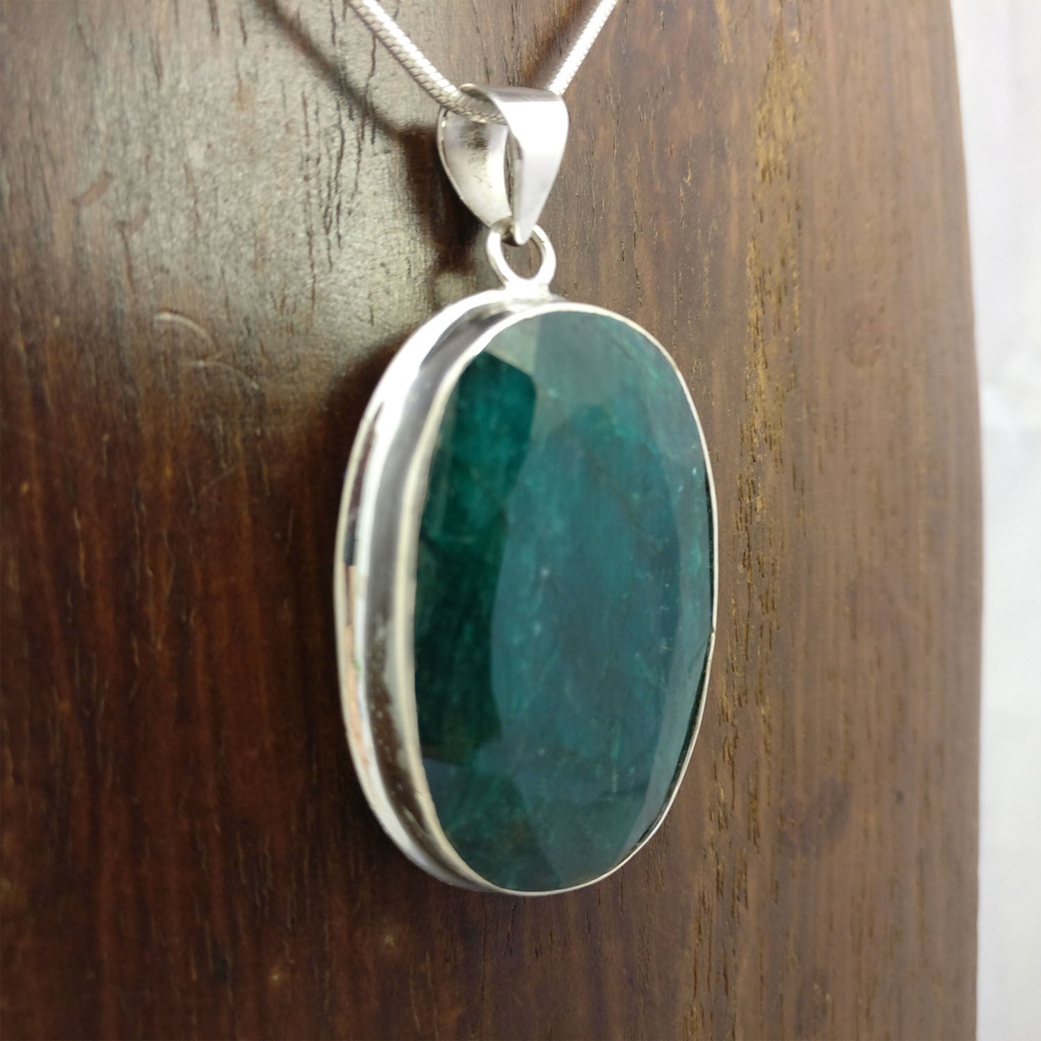 Ganesha Handicrafts-45 Carat Indian Emerald, Ganesha Handicrafts 925 Sterling Silver Pendant, Womens Fashion Emerald, hippie-925 Sterling Silver Pendant, Indian Emerald. 