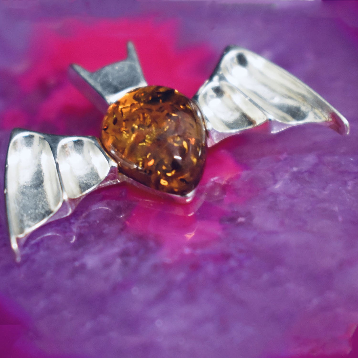 Ganesha Handicrafts-Amber Bat Pendant, Amber Bat Pendant, Girls Collection For Amber Bat Pendant, Womens  Fashion For Amber Bat Pendant. Rose Colour Amber Bat Pendant.