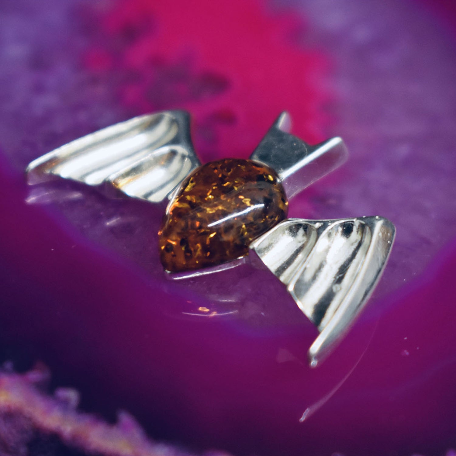 Ganesha Handicrafts-Amber Bat Pendant, Amber Bat Pendant, Girls Collection For Amber Bat Pendant, Womens  Fashion For Amber Bat Pendant. Rose Colour Amber Bat Pendant.