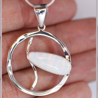ganesha-handicrafts AAA Japanese Cultured Opal Pendant 925 Sterling Silver Necklace Jewellery, Japanese Cultured Opal Pendant, womens jewellery, 925 Sterling Silver Necklace Jewellery, Silver Necklace, Sterling Silver Necklace Jewellery