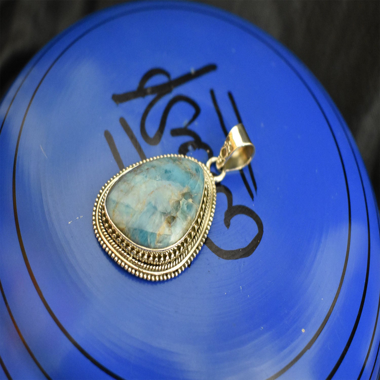 Ganesha Handicrafts Blue Apatite Pendant, Blue Pendant, Apatite Pendant, Pendant, Beautiful Pendant