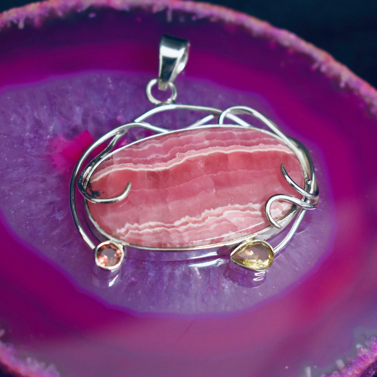 Ganesha Handicrafts, Rhodonite Pendant, Womens Trending Pendant, New Model Pendant, Womens New Modern Pendant, Fashion for Women's Stylish Pendant.