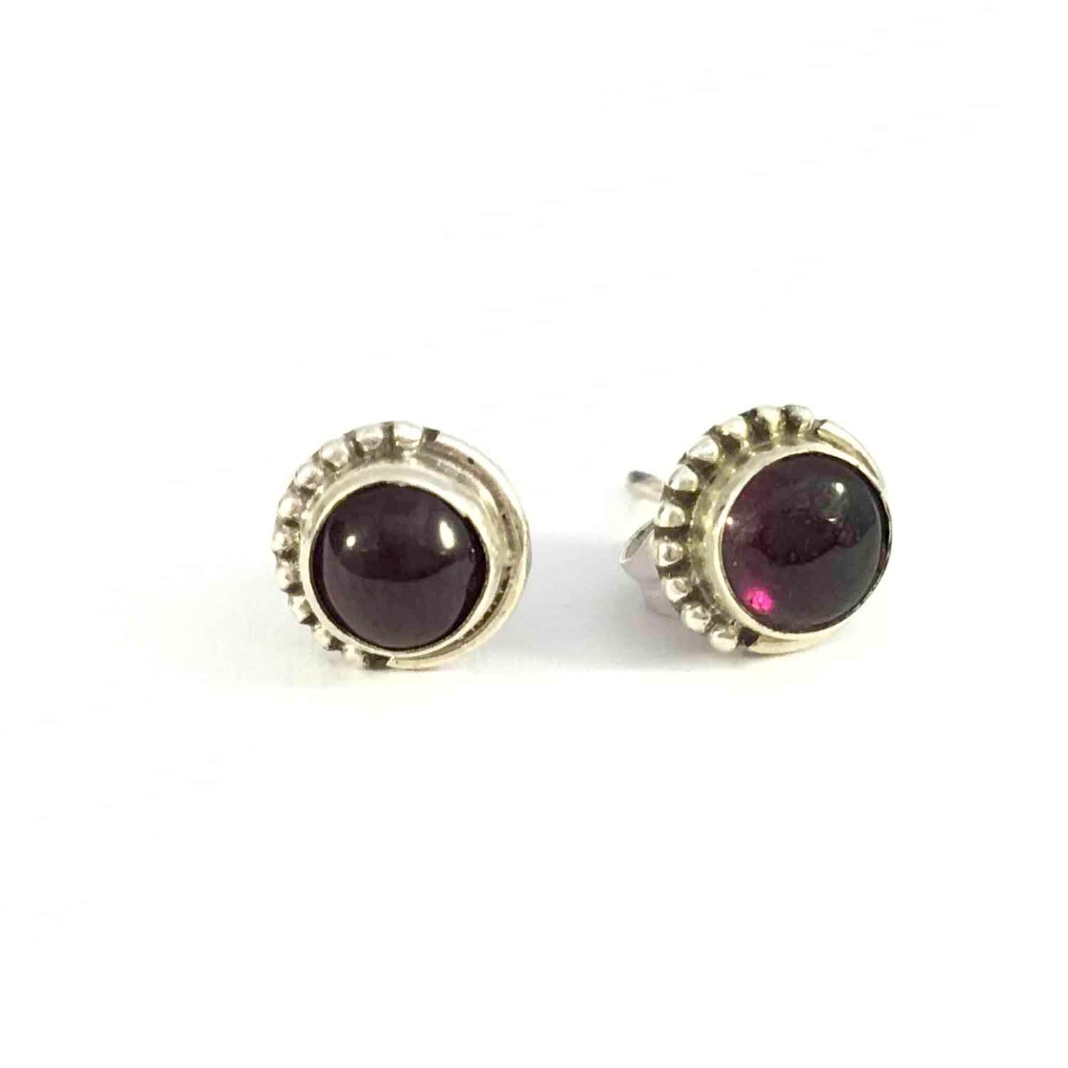 Ganesha Handicrafts, Garnet Unisex Stud Earrings | 925 Sterling Silver, 925-Silver Unisex Earring, Womens New Trending Stud Earrings, New Modern Earring Collection, Womens Fashion Stud Earrings, Garnet Stud, Garnet Unisex Earring, Sterling Silver Earring.