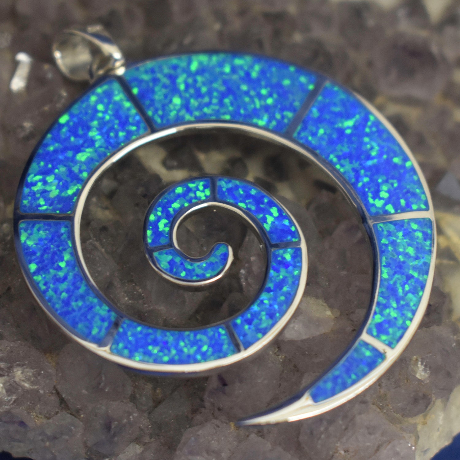 Ganesha Handicrafts, Large Cultured Blue Opal Pendant, Blue Opal Pendant, Womens Trending Pendant, new Model Pendant, Women's Modern Pendant, Women's stylish Pendant. 