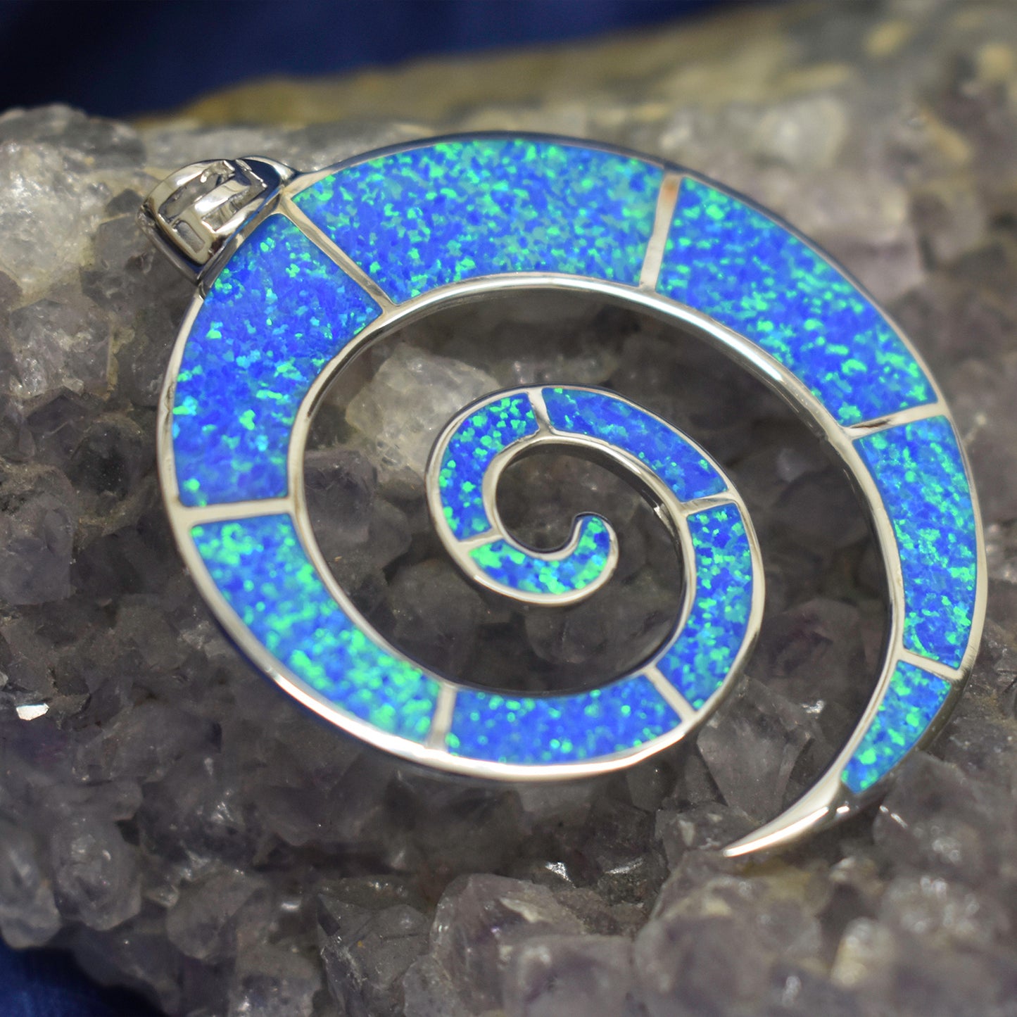 Ganesha Handicrafts, Large Cultured Blue Opal Pendant, Blue Opal Pendant, Womens Trending Pendant, new Model Pendant, Women's Modern Pendant, Women's stylish Pendant. 