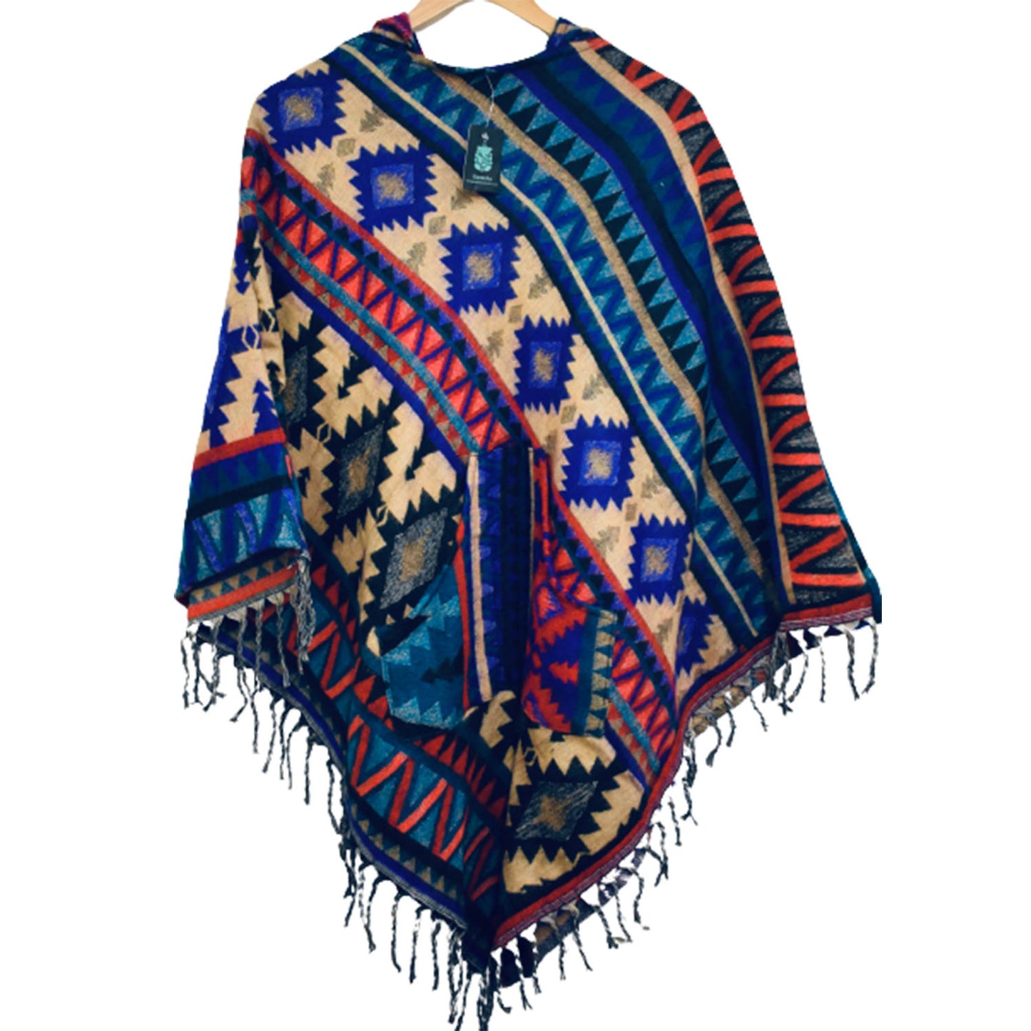 Ganesha Handicrafts Large Nepalese Poncho, Multicoloured Poncho, Nepalese Poncho, Large Poncho, Branded Poncho