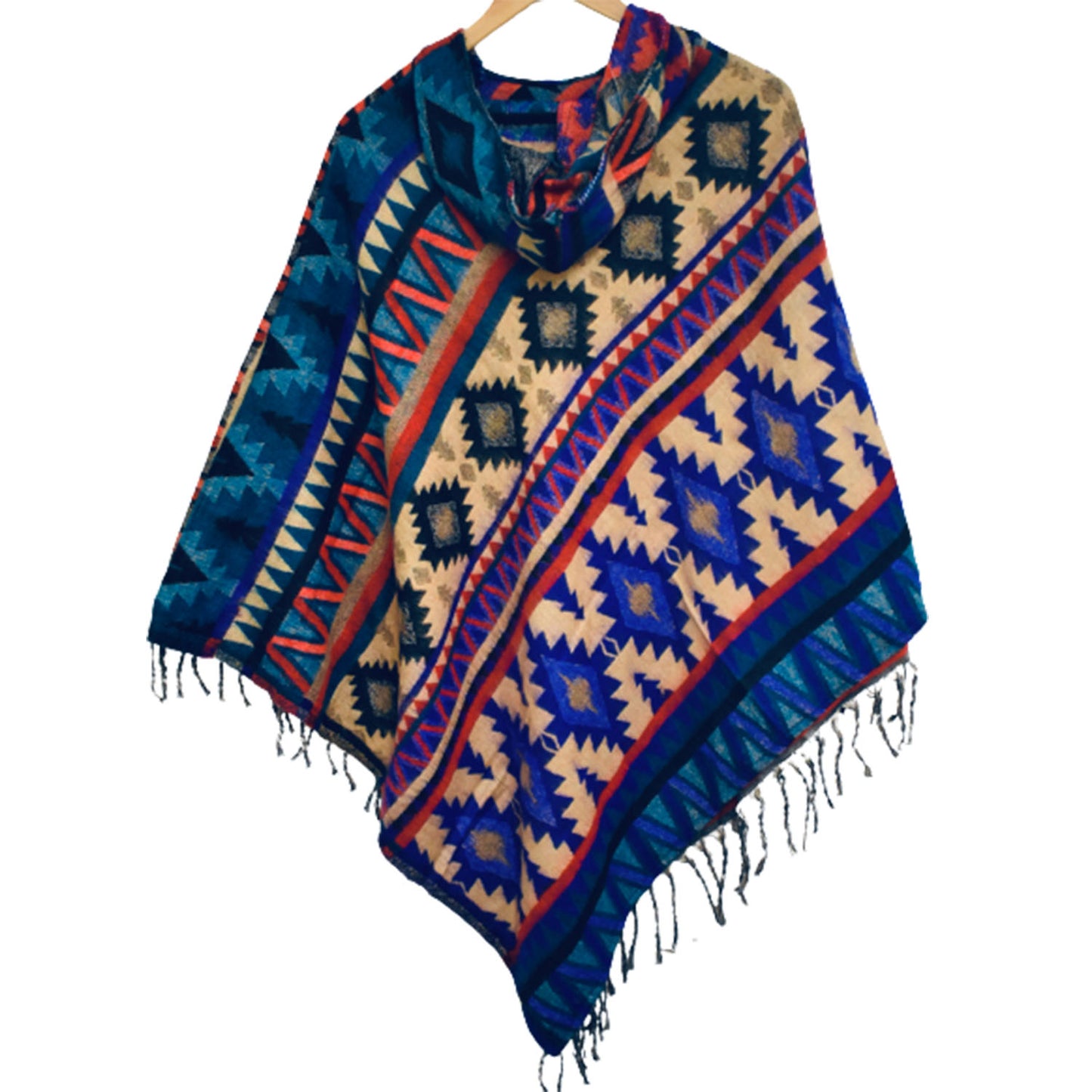 Ganesha Handicrafts Large Nepalese Poncho, Multicoloured Poncho, Nepalese Poncho, Large Poncho, Branded Poncho