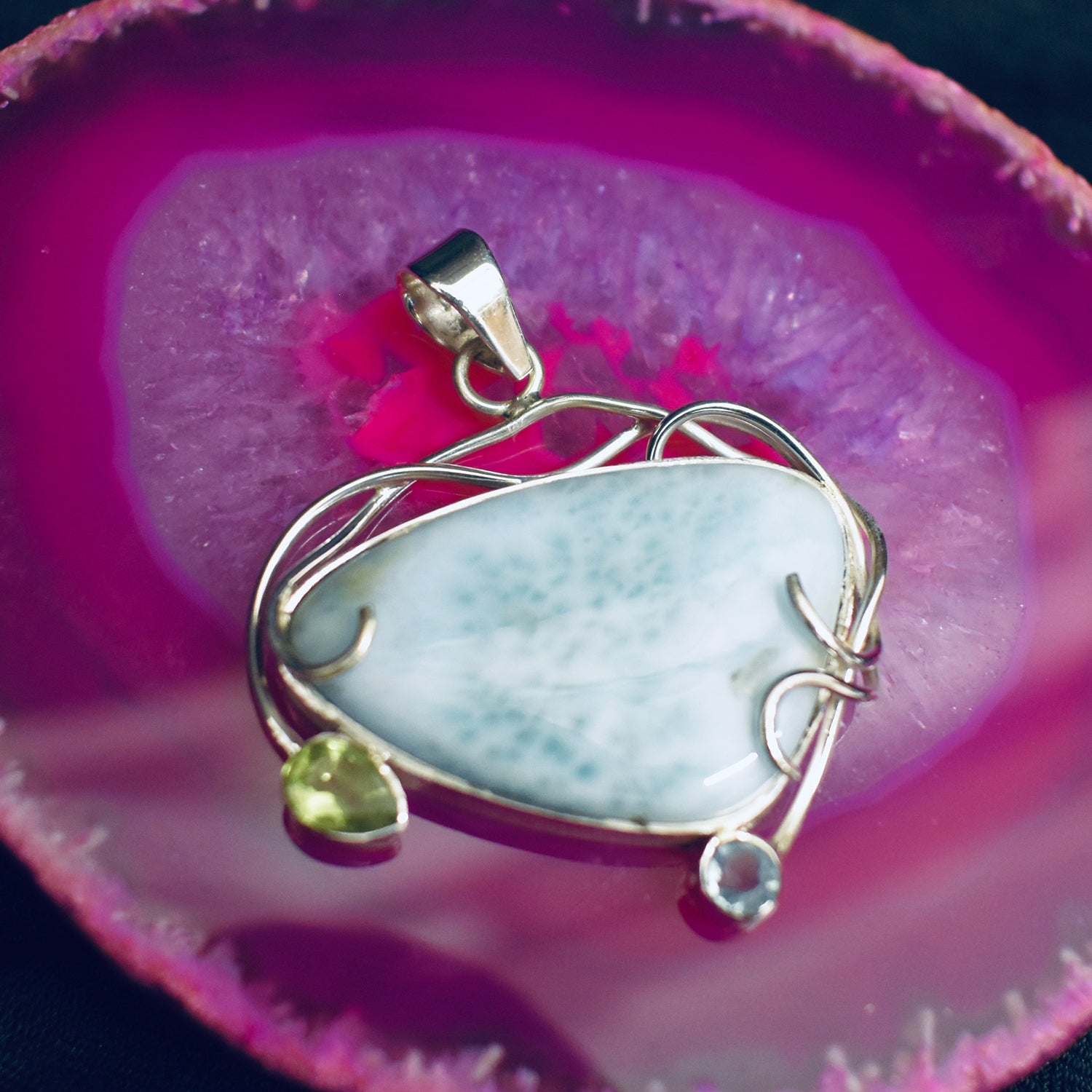 Ganesha Handicrafts, Larimar Pendant 925, Women's Trending Pendant, 925-Larimar Pendant, New Model Women's Pendant, Women's Modern Pendant, Fashion For Women's Pendant. 