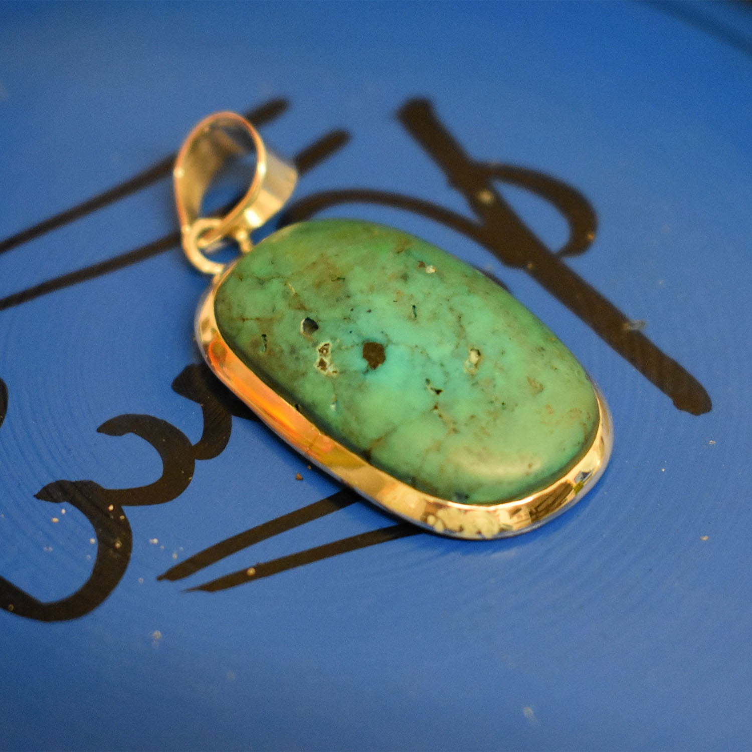 Ganesha Handicrafts Long Drop Turquoise Pendant, Pendant, Turquoise Pendant, Green Colour Pendant, Drop Pendant, Long Drop Pendant, Long Pendant, Dollar