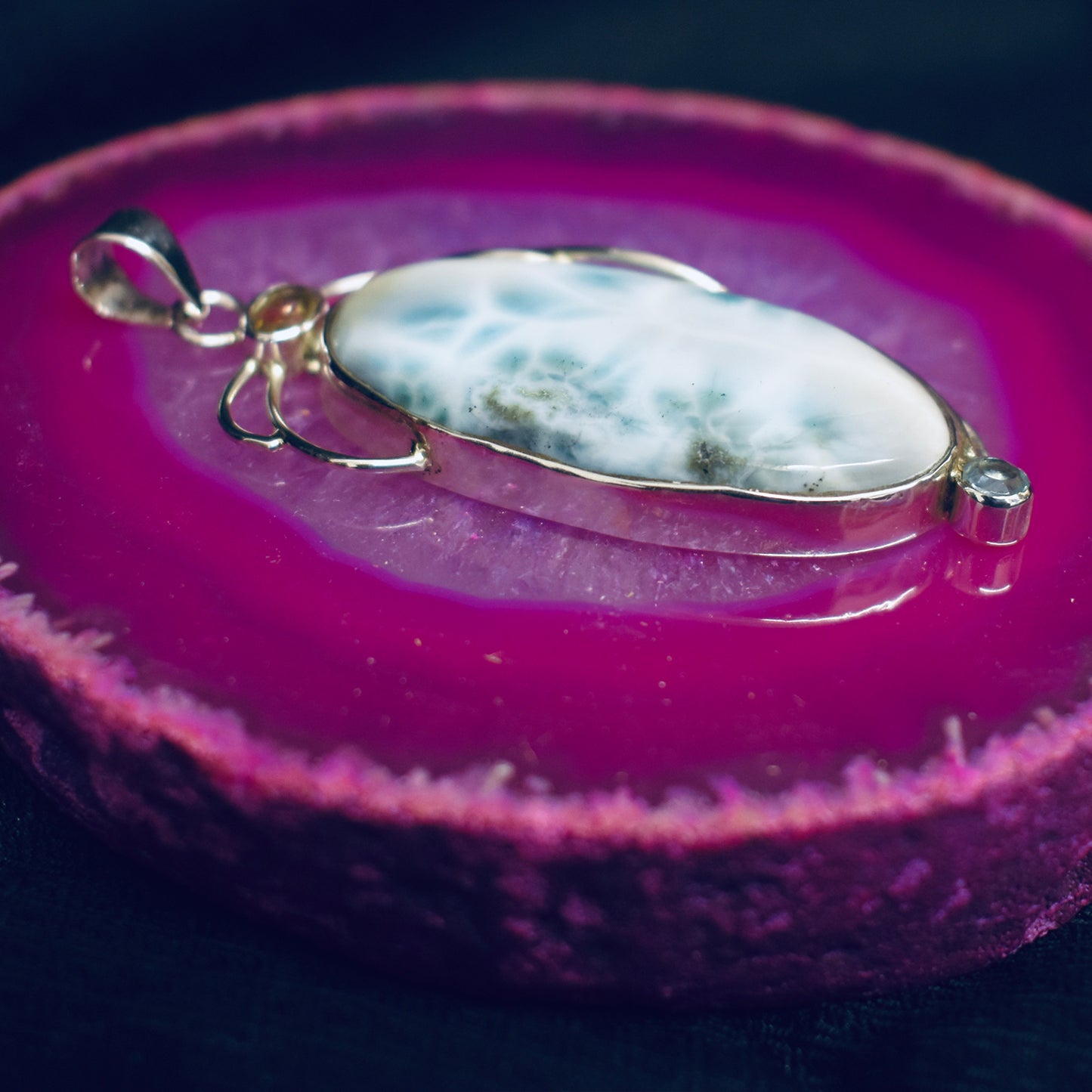 Ganesha Handicrafts, Long Larimar Pendant (925), Long  Pendant, 925-Long Pendant, Womens Trending Pendant, New Model Pendant, Womens New Modern Trending Pendant. 