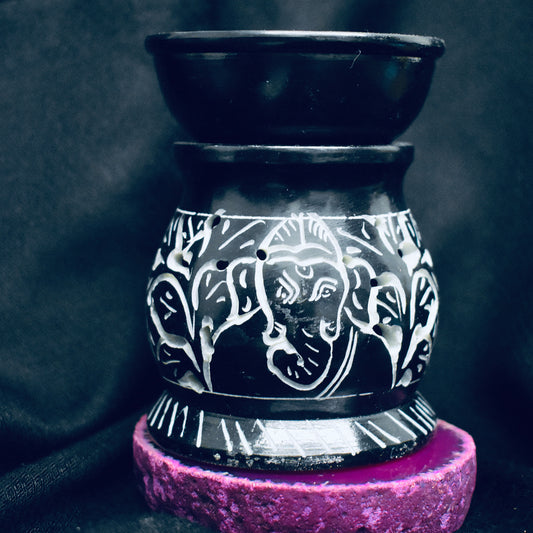 Ganesha Handicrafts Marble oil burner , Marble burner , Creative oil burner , Printed oil burner, Burner, Oil Burner, Black and White Oil Burner