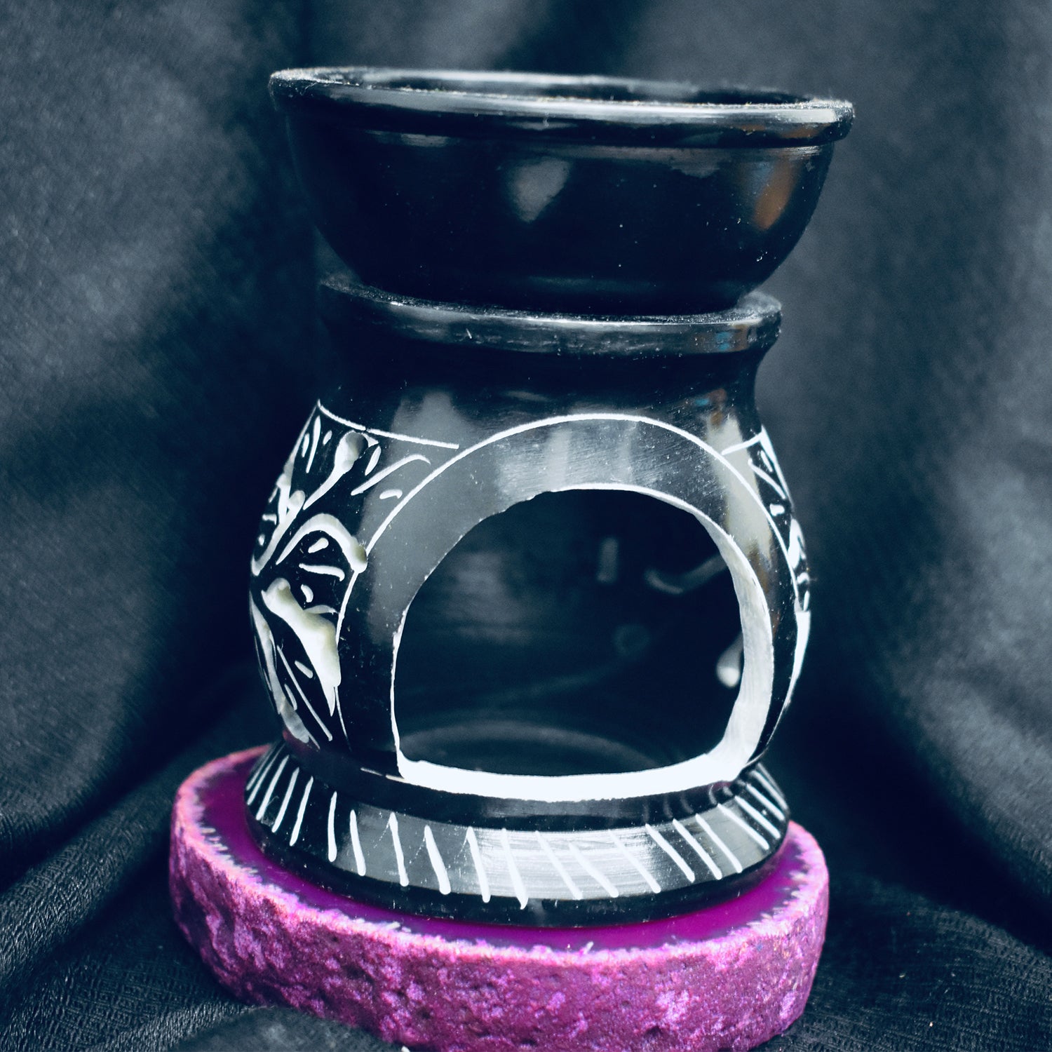 Ganesha Handicrafts Marble oil burner , Marble burner , Creative oil burner , Printed oil burner, Burner, Oil Burner, Black and White Oil Burner