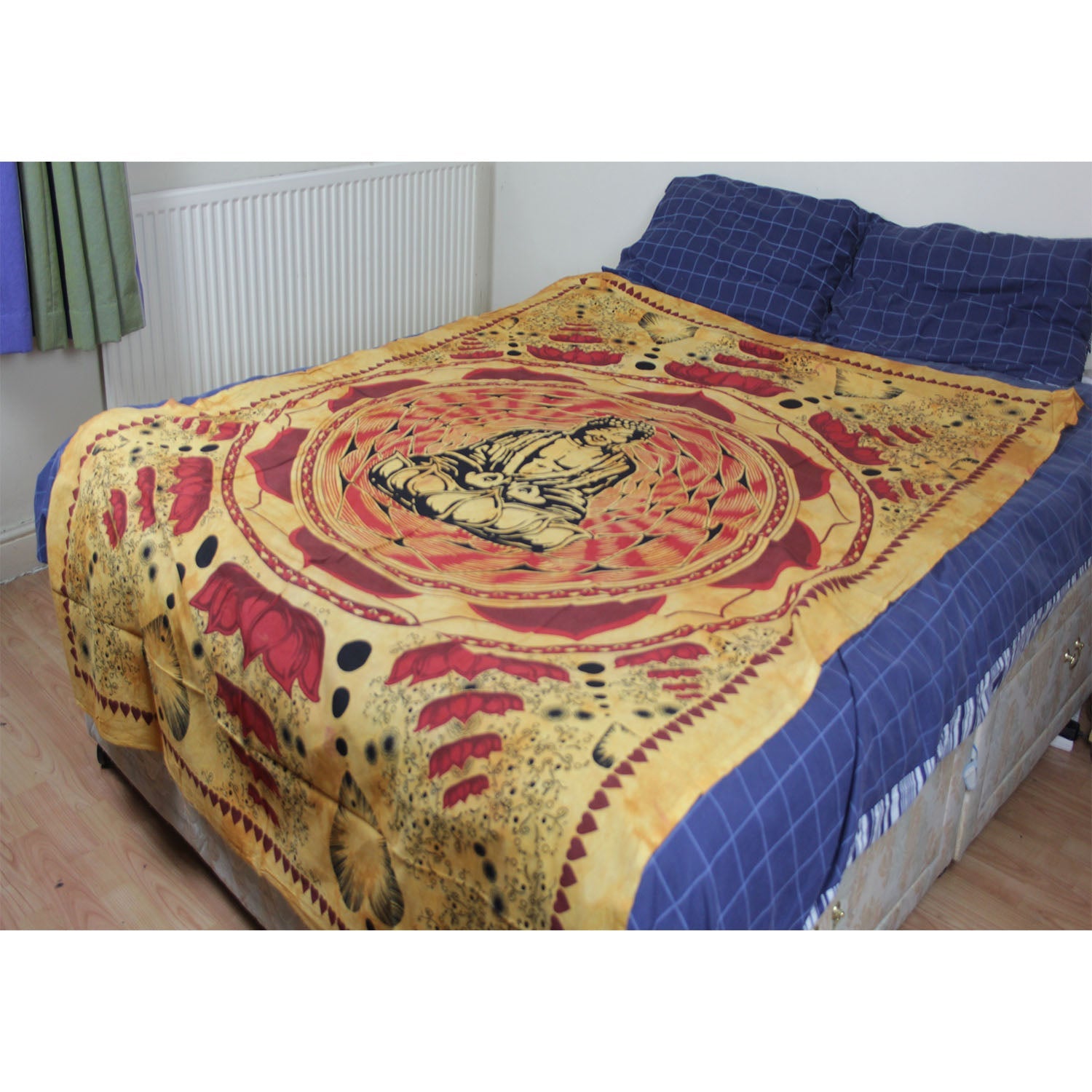 Ganesha Handicrafts-Meditating Buddha Bed Throw, Buddha Bed, Buddha Bed Throw, Throw for Buddha , Buddha Meditating Bad Throw, Throw Bed in Buddha design, Bed, Buddha throw, Meditating Bed.