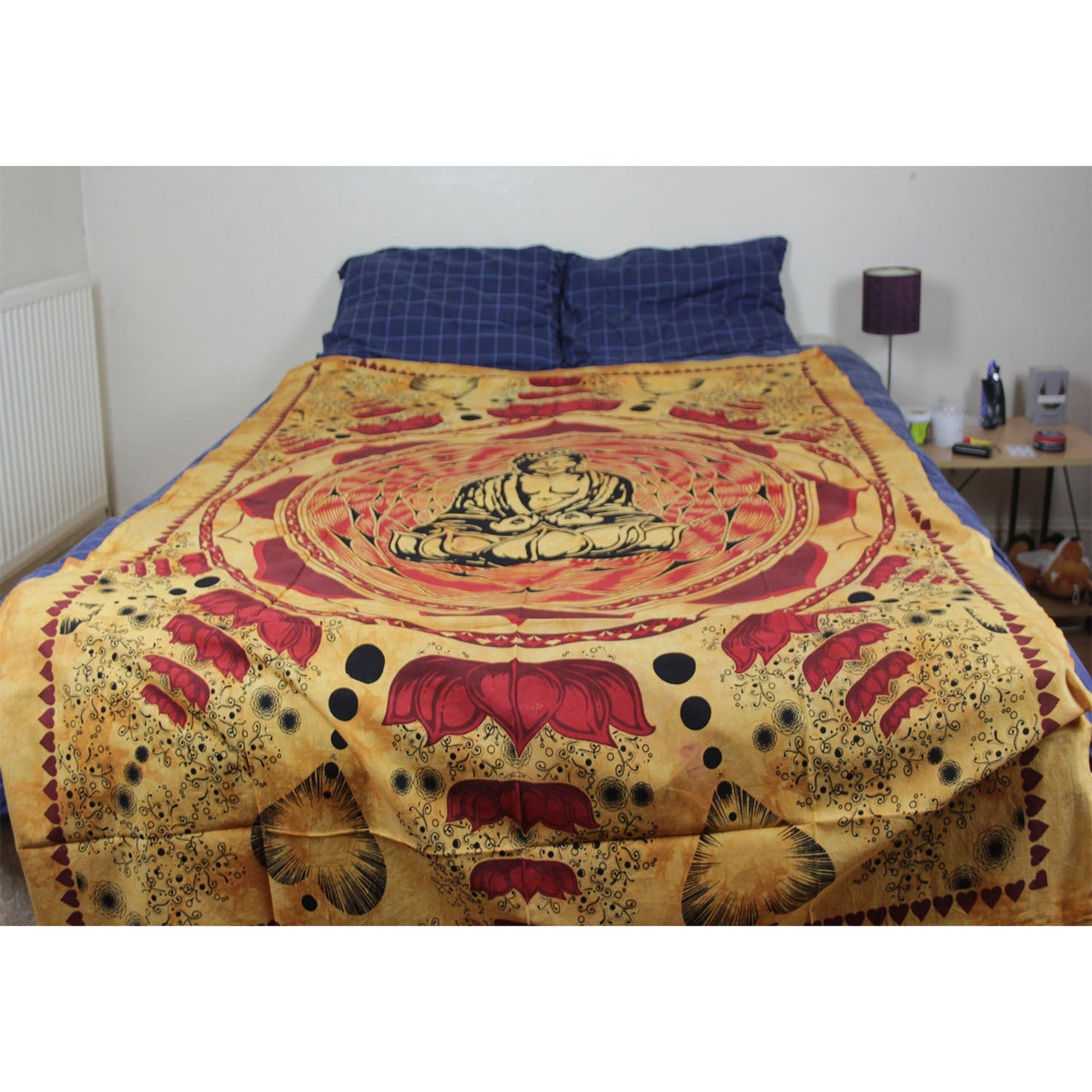 Ganesha Handicrafts-Meditating Buddha Bed Throw, Buddha Bed, Buddha Bed Throw, Throw for Buddha , Buddha Meditating Bad Throw, Throw Bed in Buddha design, Bed, Buddha throw, Meditating Bed.