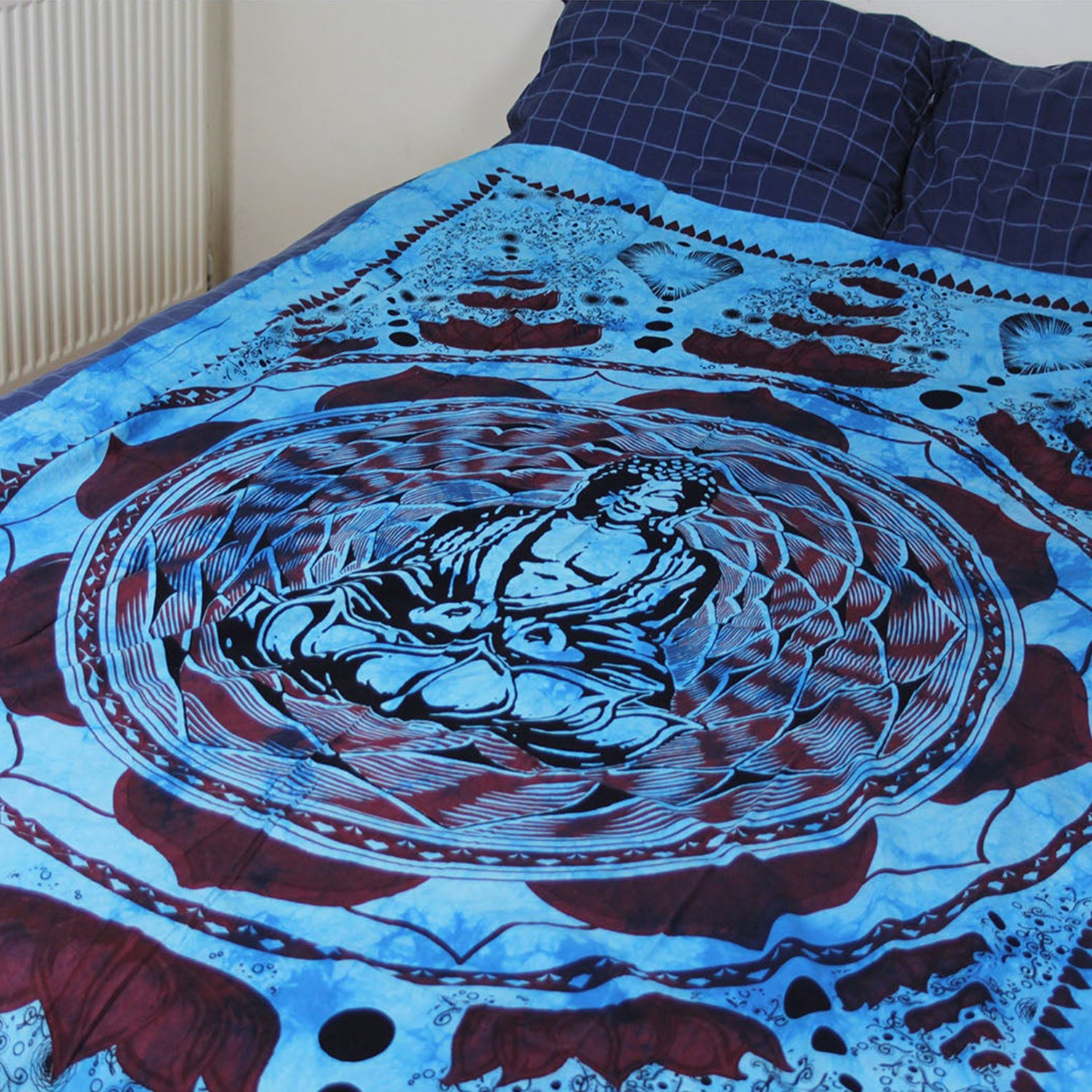 Ganesha Handicrafts-Meditating Buddha Bed Throw, Buddha Bed, Buddha Bed Throw, Throw for Buddha , Buddha Meditating Bad Throw, Throw Bed in Buddha design, Bed, Buddha throw, Meditating Bed.