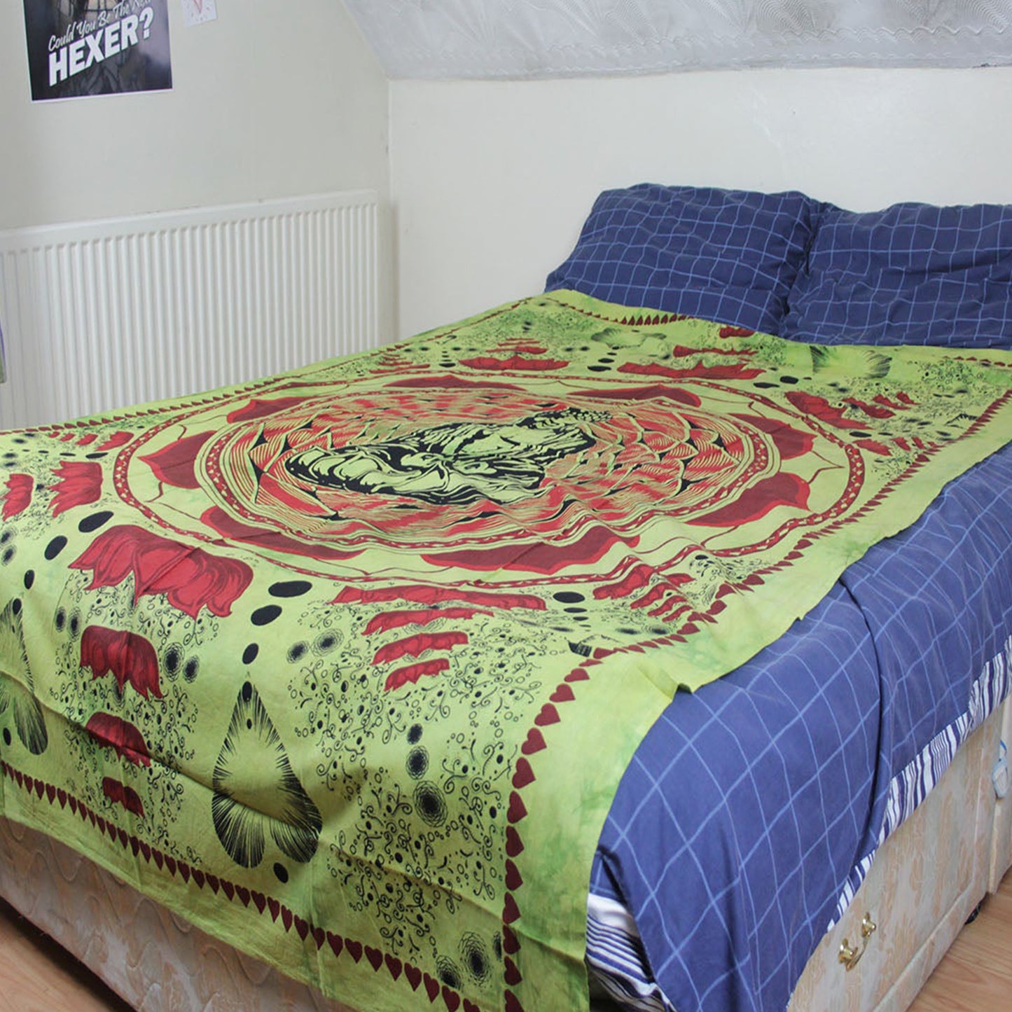 Ganesha Handicrafts-Meditating Buddha Bed Throw, Buddha Bed, Buddha Bed Throw, Throw for Buddha , Buddha Meditating Bad Throw, Throw Bed in Buddha design, Bed, Buddha throw, Meditating Bed.