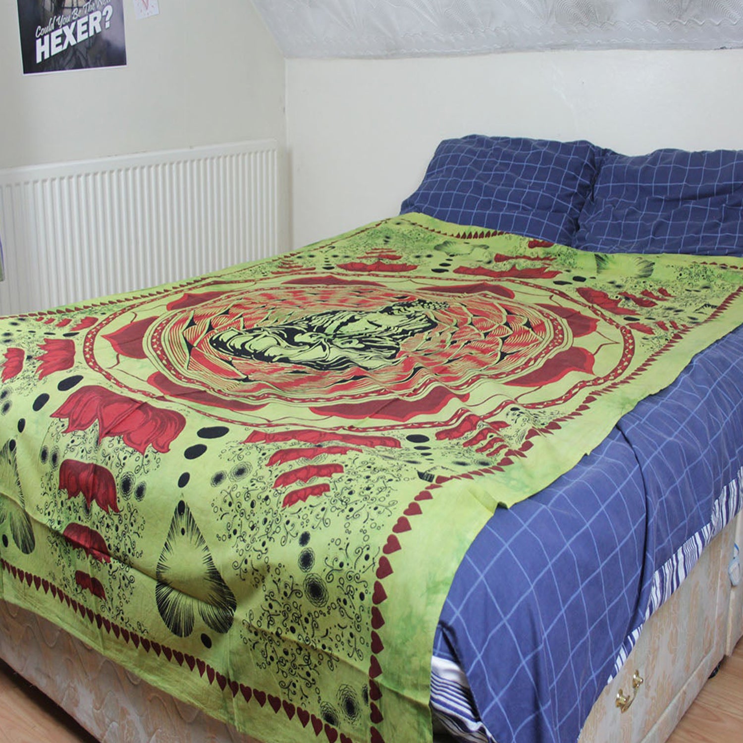 Ganesha Handicrafts-Meditating Buddha Bed Throw, Buddha Bed, Buddha Bed Throw, Throw for Buddha , Buddha Meditating Bad Throw, Throw Bed in Buddha design, Bed, Buddha throw, Meditating Bed.