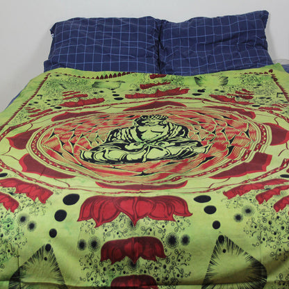 Ganesha Handicrafts-Meditating Buddha Bed Throw, Buddha Bed, Buddha Bed Throw, Throw for Buddha , Buddha Meditating Bad Throw, Throw Bed in Buddha design, Bed, Buddha throw, Meditating Bed.