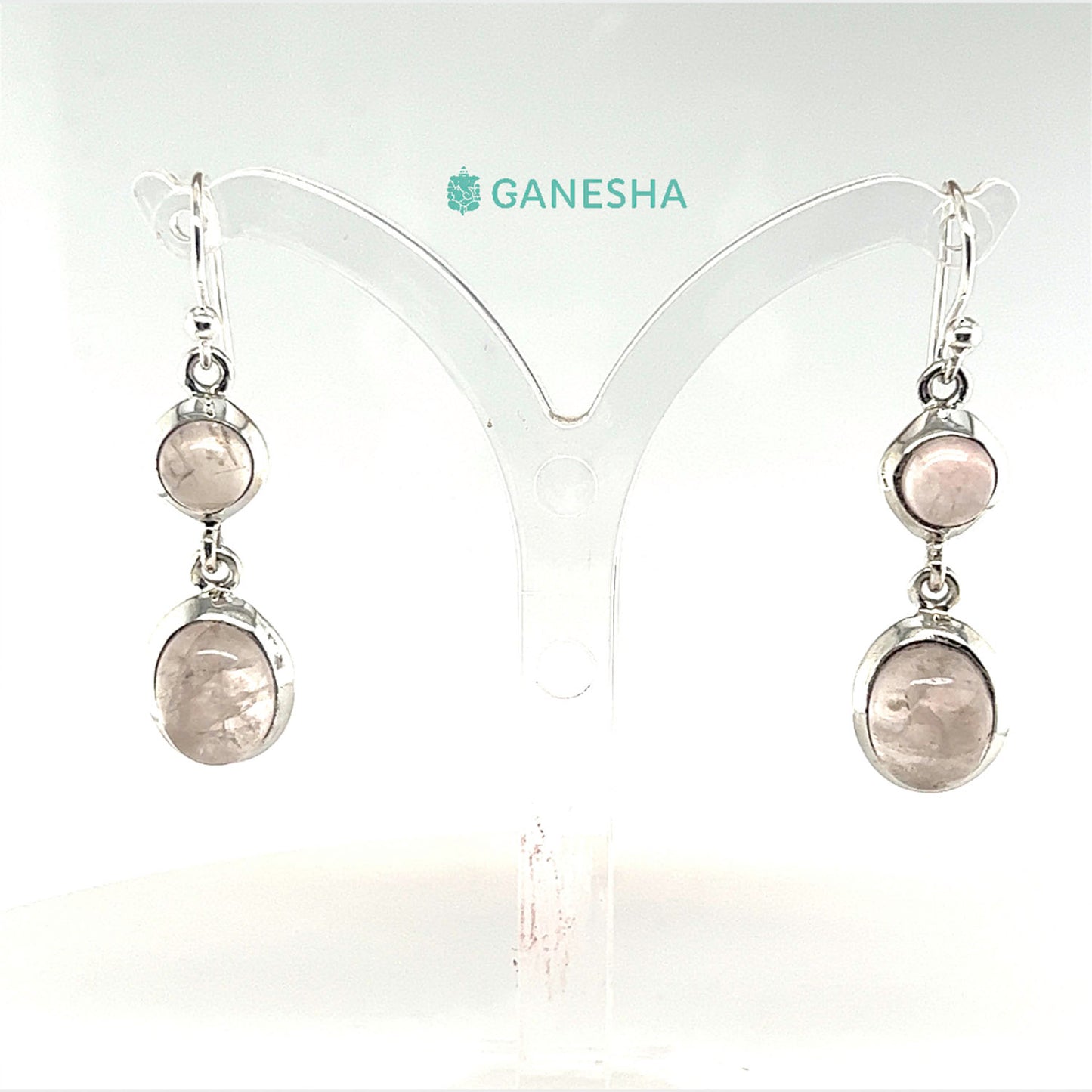 Ganesha Handicrafts, Moonstone Double-Drop Earrings - Sterling Silver (925), Moonstone Double-Drop Silver Earrings, 925 Double Drop Silver Earrings, Women's Trending Earring, Womens Traditional Earrings.  