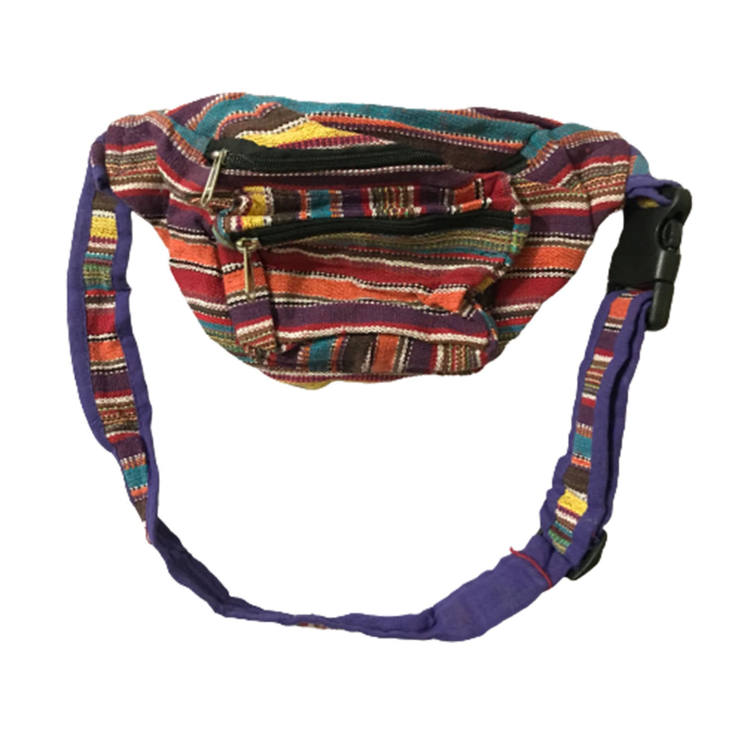 Ganesha Handicrafts Multicolored Knitted Ethnic Design Waist Bag, Bag, Waist Bag, Waist Design Bag, Knitted Design Bag, Ethnic Design Bag, Multicolured bag, Adjustable bag 