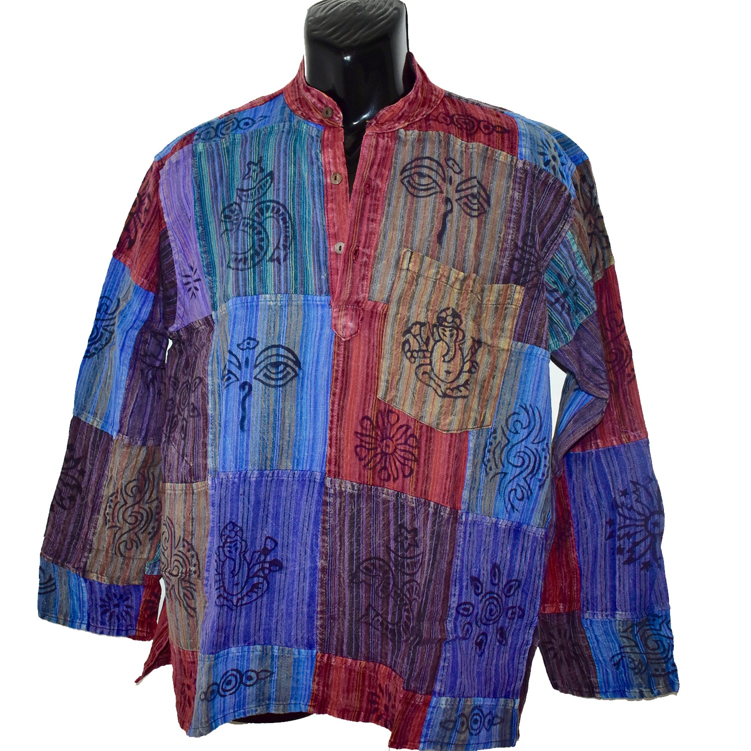 Ganesha Handicrafts, Nepalese Patchwork Long Sleeve, Long Sleeve, Men's and Women's  Long Sleeve, Nepalese Long Sleeve, Nepalese Patchwork Sleeve, Fashion for Men's and Women's  Sleeve. trending Sleeves. Blue Colour Long Sleeve.