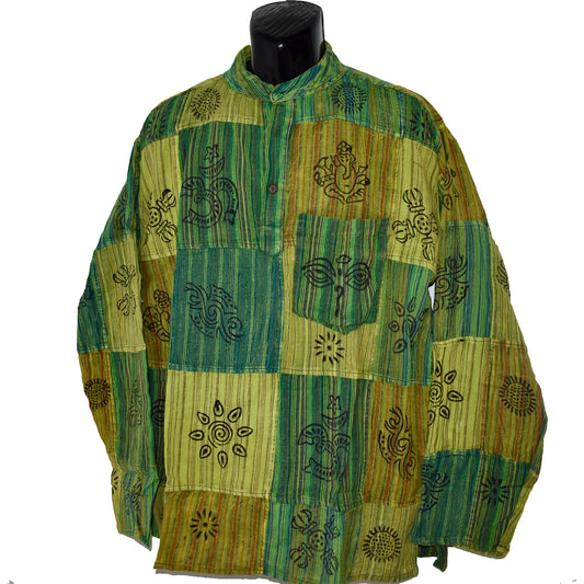 Ganesha Handicrafts, Nepalese Patchwork Long Sleeve, Long Sleeve, Men's and Women's  Long Sleeve, Nepalese Long Sleeve, Nepalese Patchwork Sleeve, Fashion for Men's and Women's  Sleeve. trending Sleeves. Green Colour Long Sleeve.