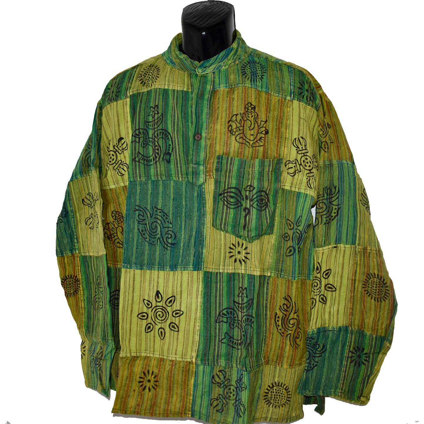 Ganesha Handicrafts, Nepalese Patchwork Long Sleeve, Long Sleeve, Men's and Women's  Long Sleeve, Nepalese Long Sleeve, Nepalese Patchwork Sleeve, Fashion for Men's and Women's  Sleeve. trending Sleeves. Green Colour Long Sleeve.