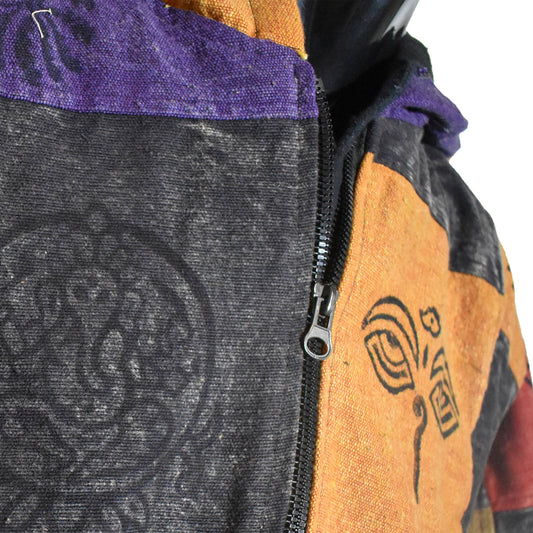 Ganesha Handicrafts Nepalese Patchwork Zipped Poncho, Poncho, Zipped Poncho, Patchwork Zipped Poncho, Napalese Patchwork Poncho, Multicoloured Poncho